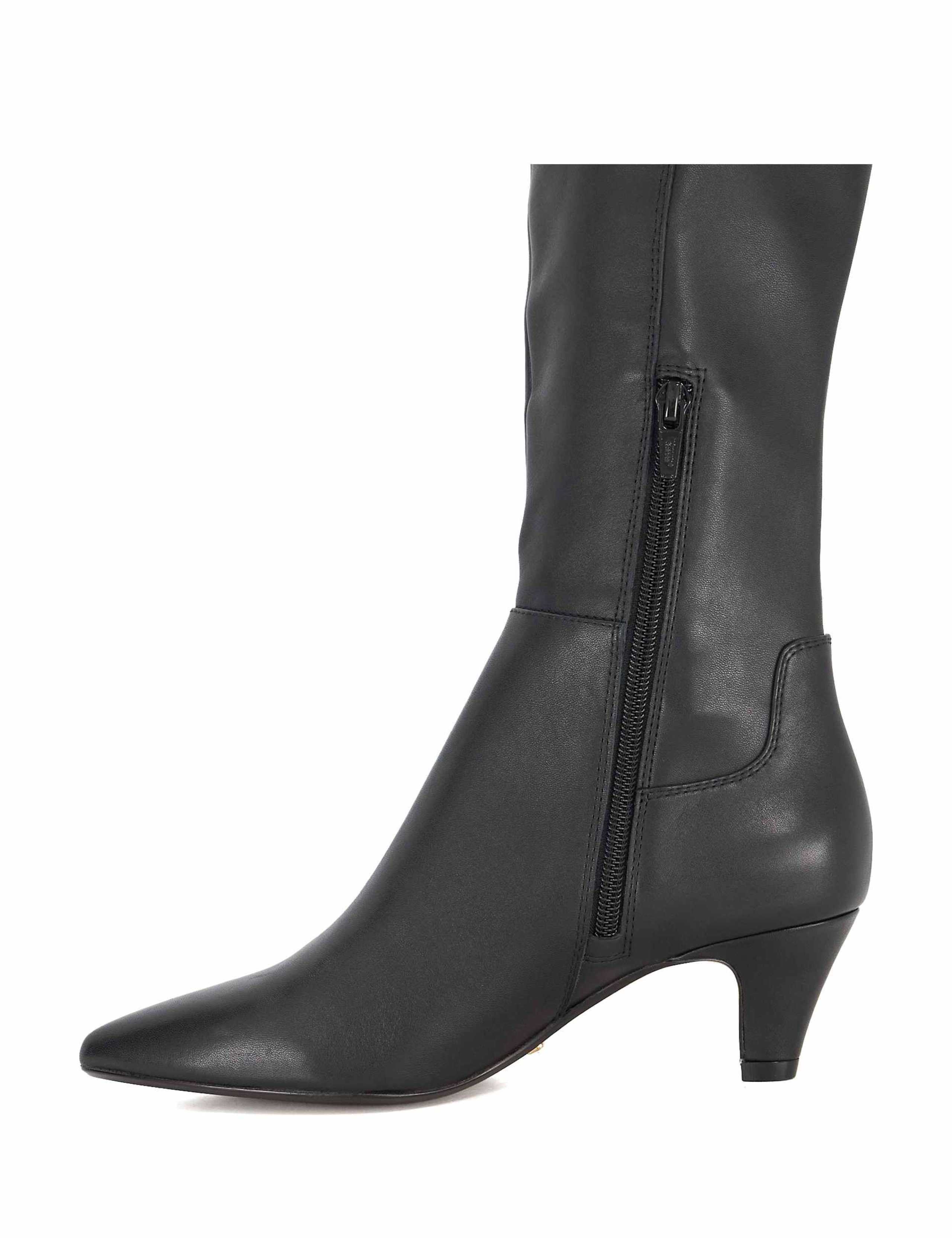 Leather Kitten Heel Knee High Boots 4 of 5