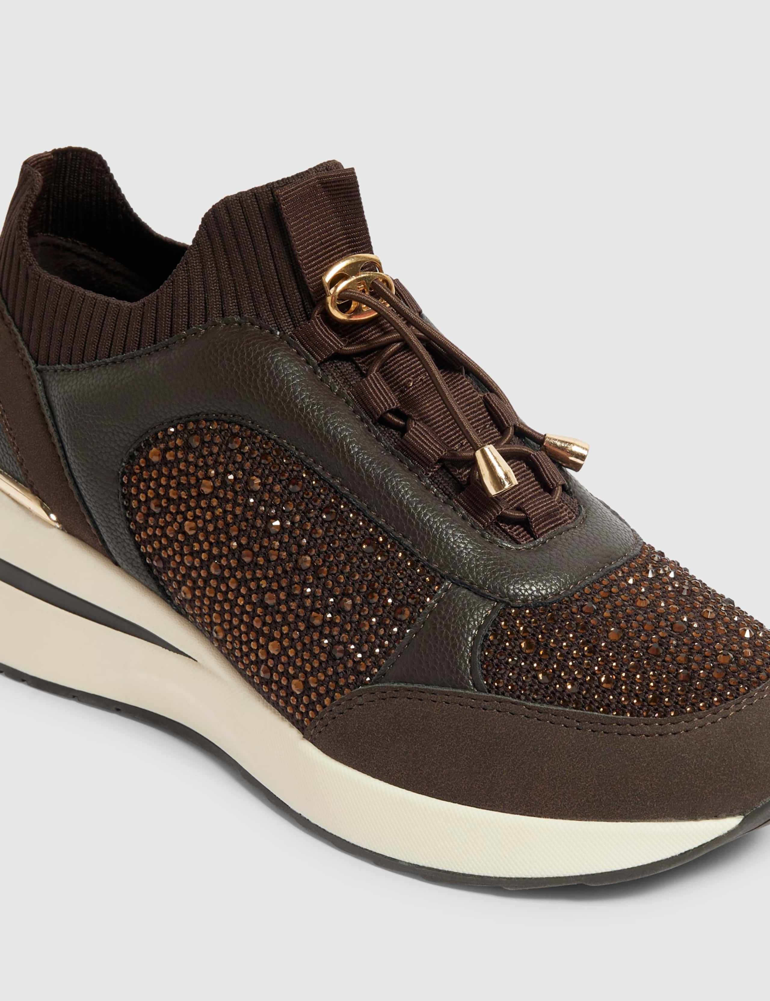 Knitted Glitter Lace Up Wedge Trainers 2 of 2