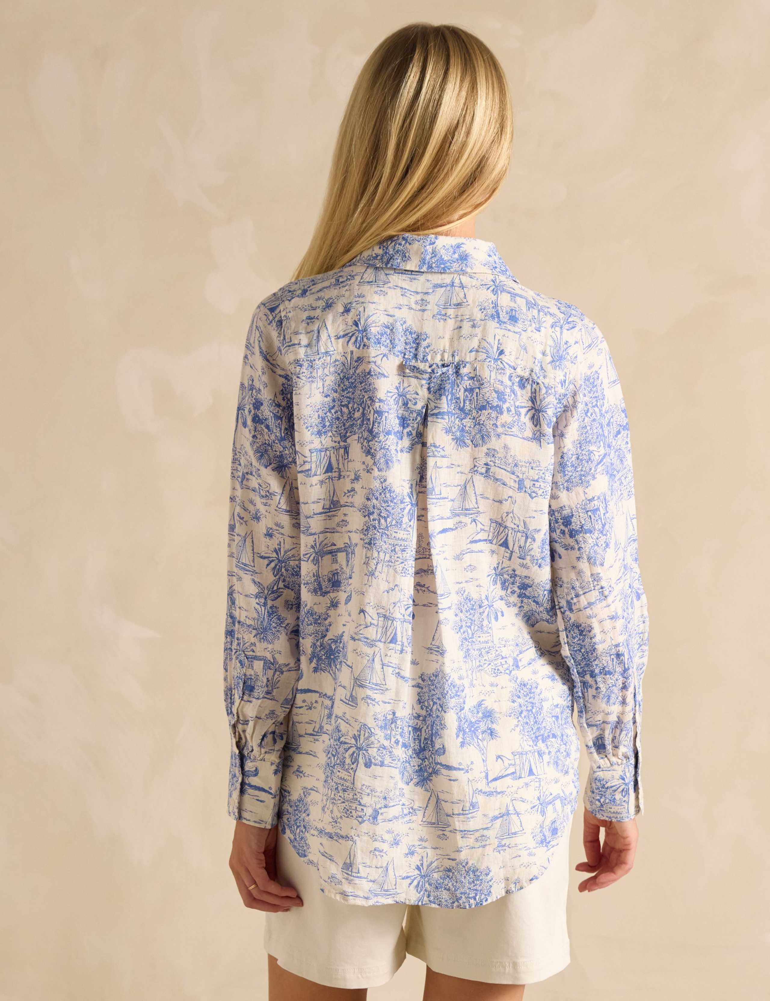 Pure Linen Printed Collared Relaxed Shirt 6 of 9