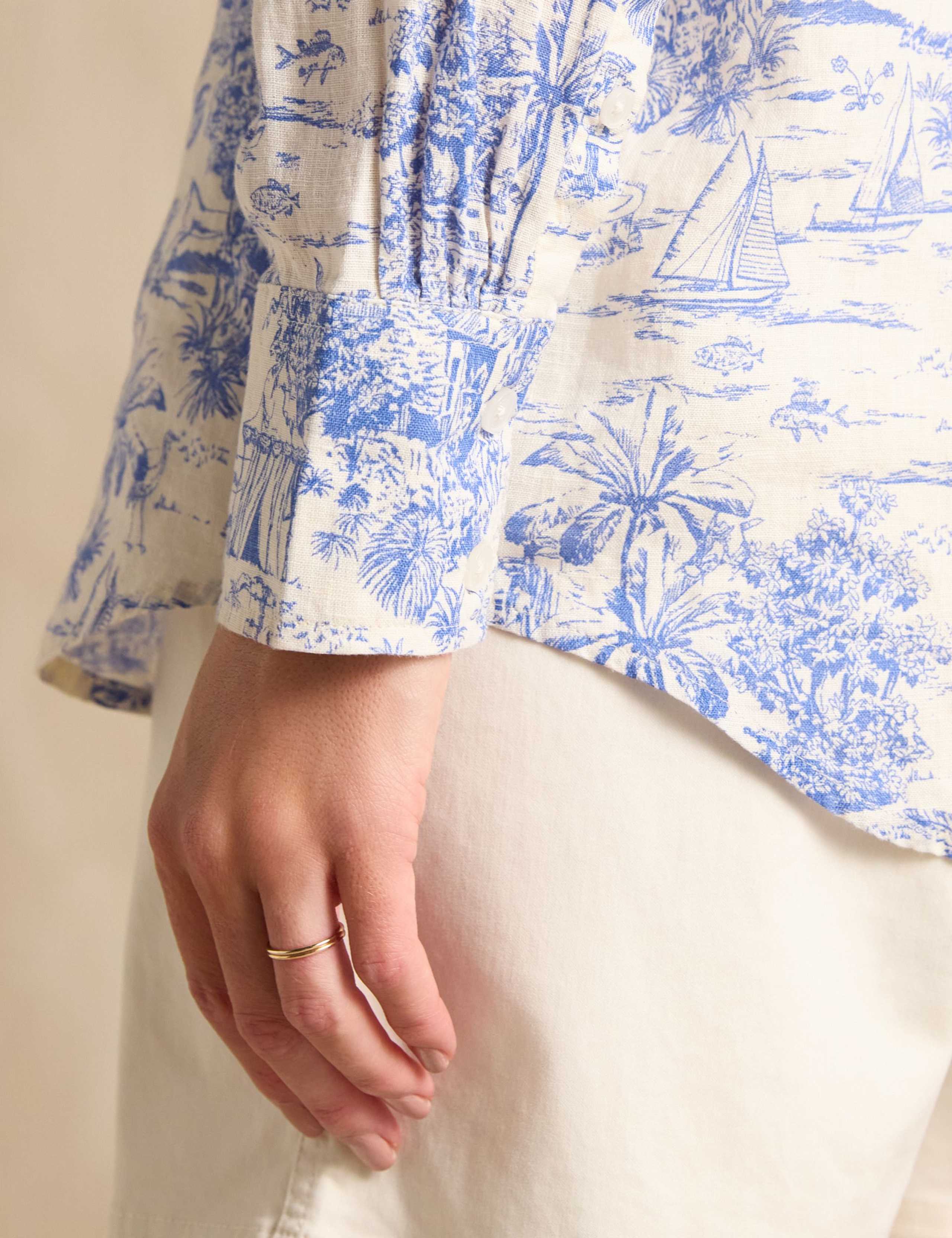 Pure Linen Printed Collared Relaxed Shirt 8 of 9