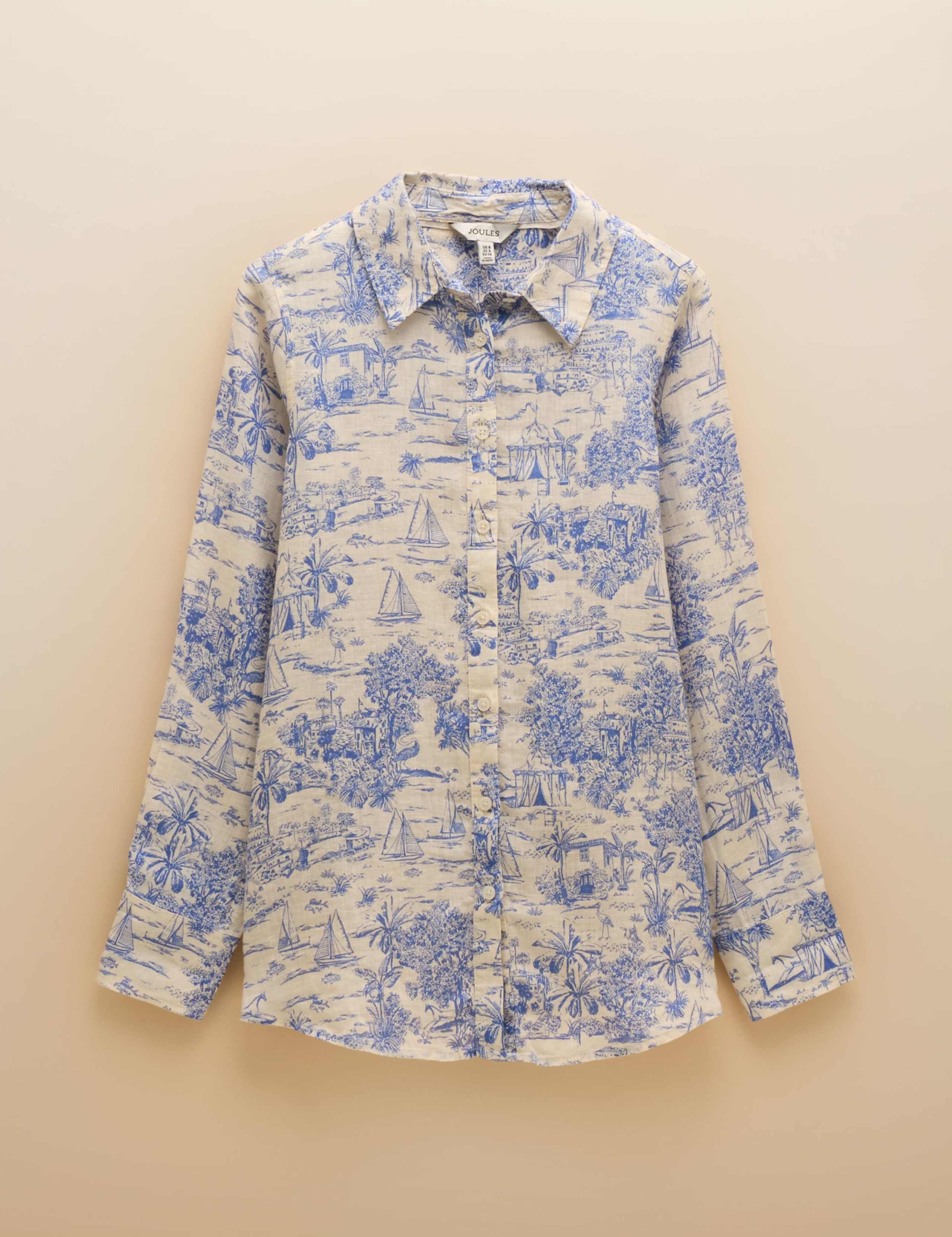 Pure Linen Printed Collared Relaxed Shirt 2 of 9