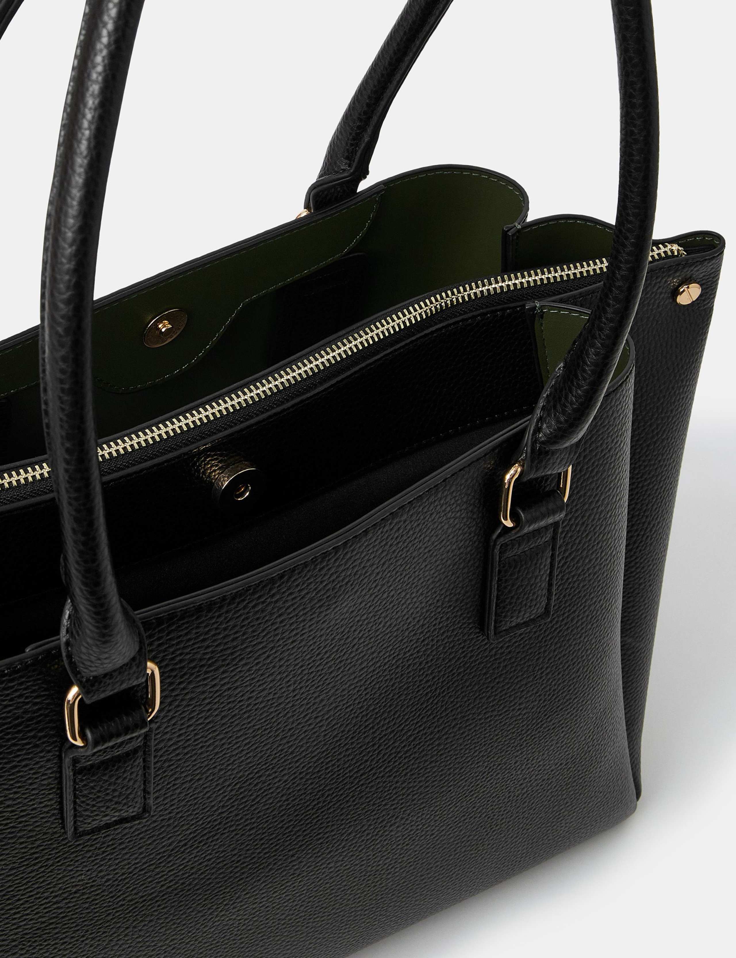 Faux Leather Triple Compartment Tote Bag 4 of 4