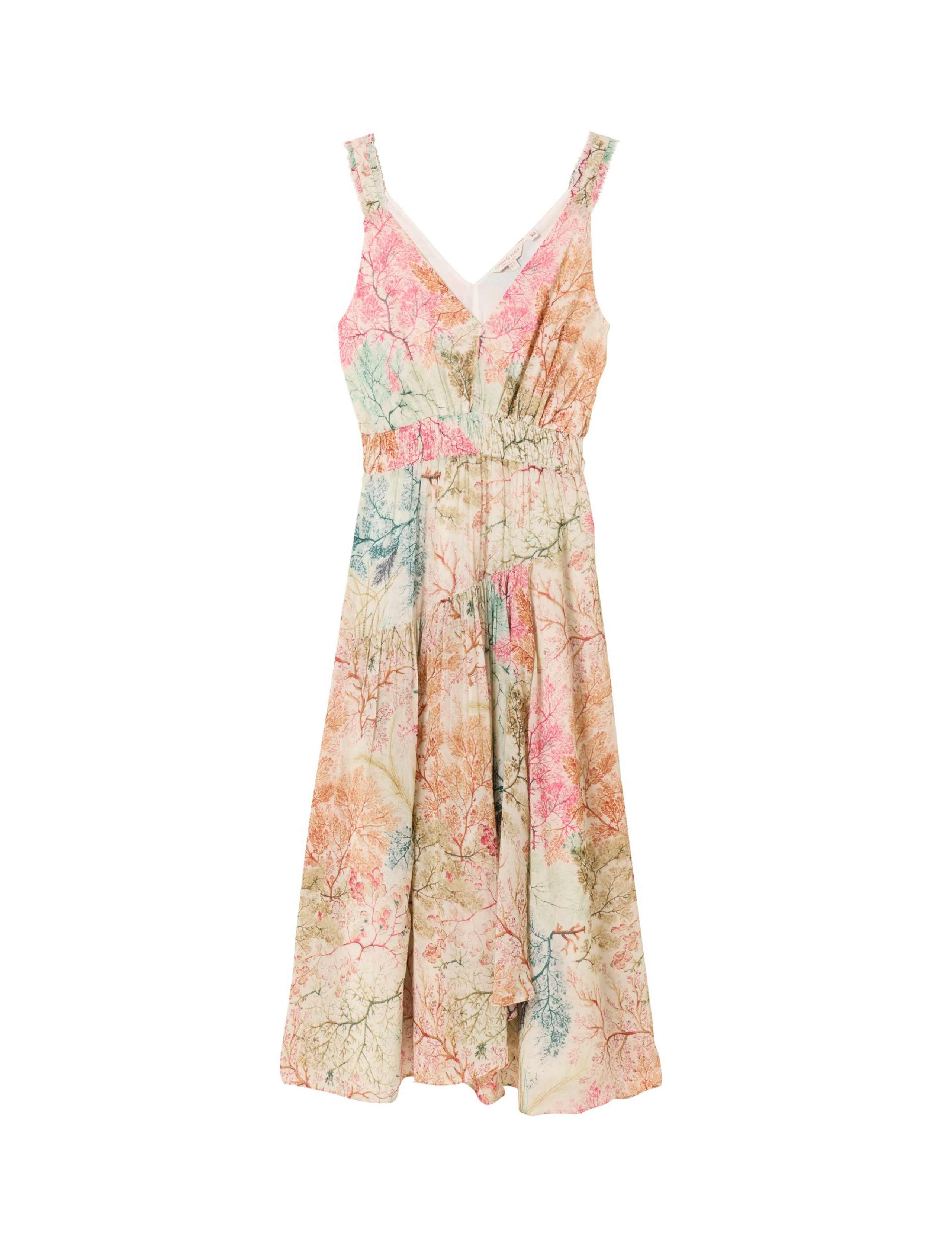Printed V-Neck Midi Waisted Dress 2 of 6