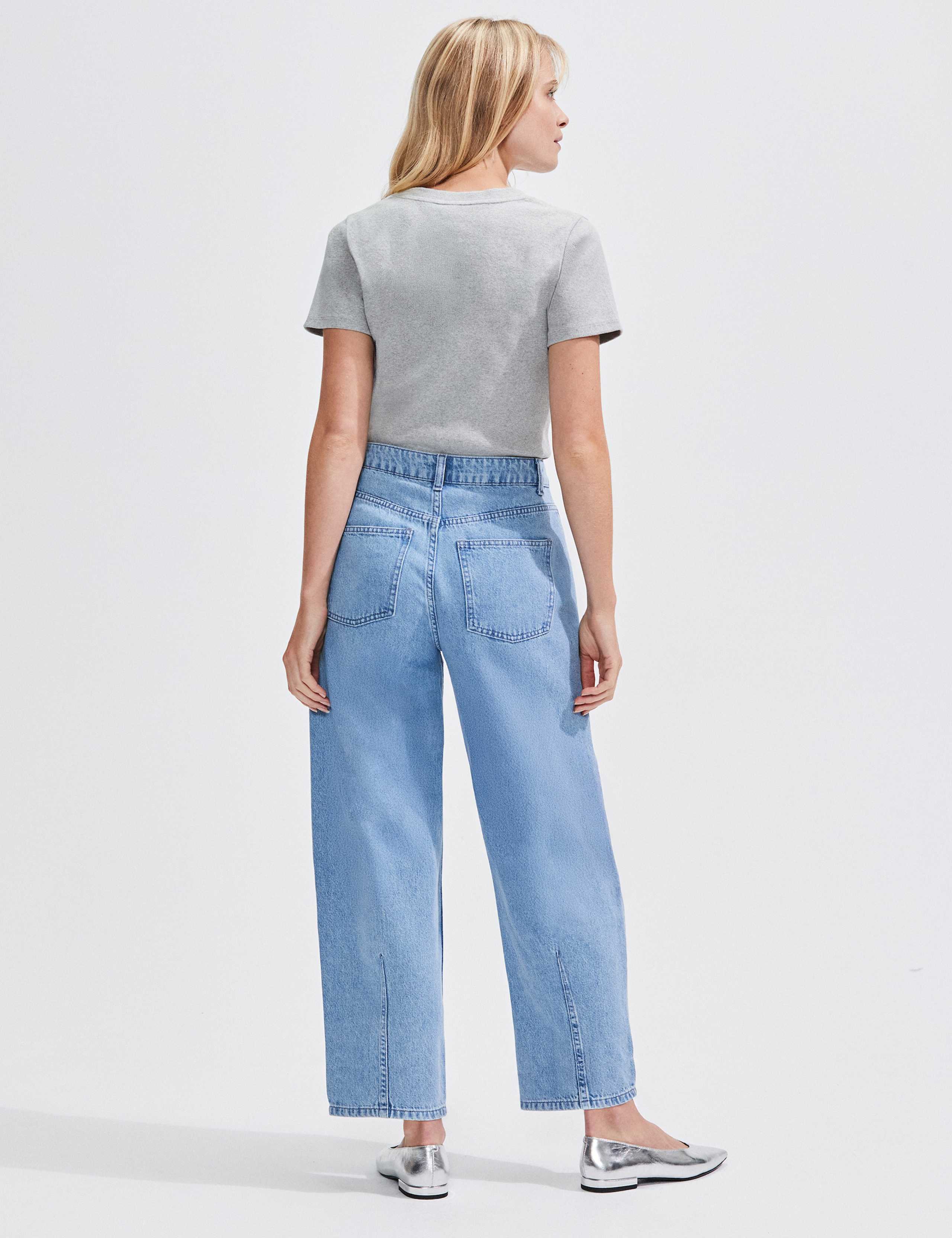 Cotton Rich Ribbed V-Neck T-Shirt 2 of 4