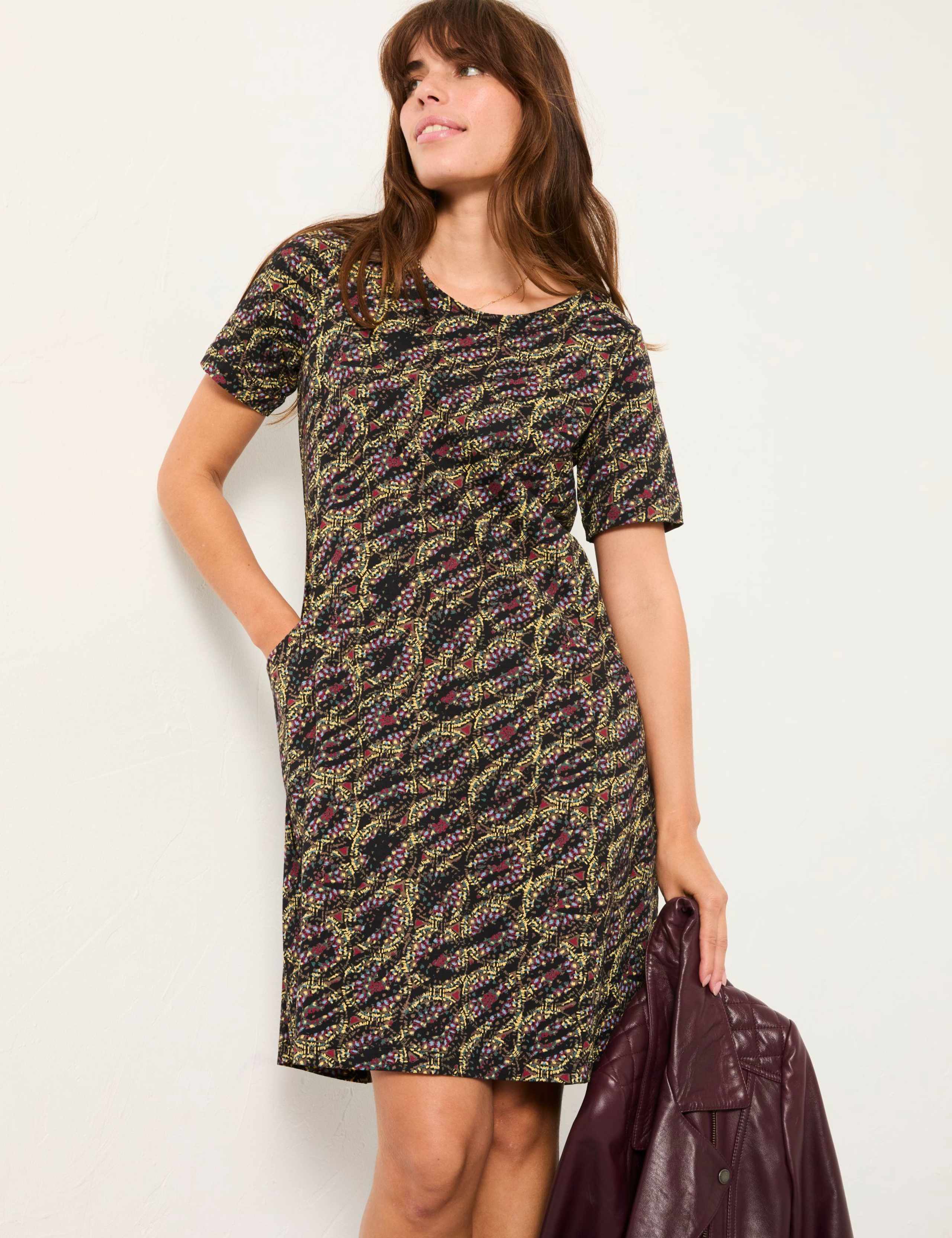 Cotton Rich Printed Mini Shift Dress 1 of 5