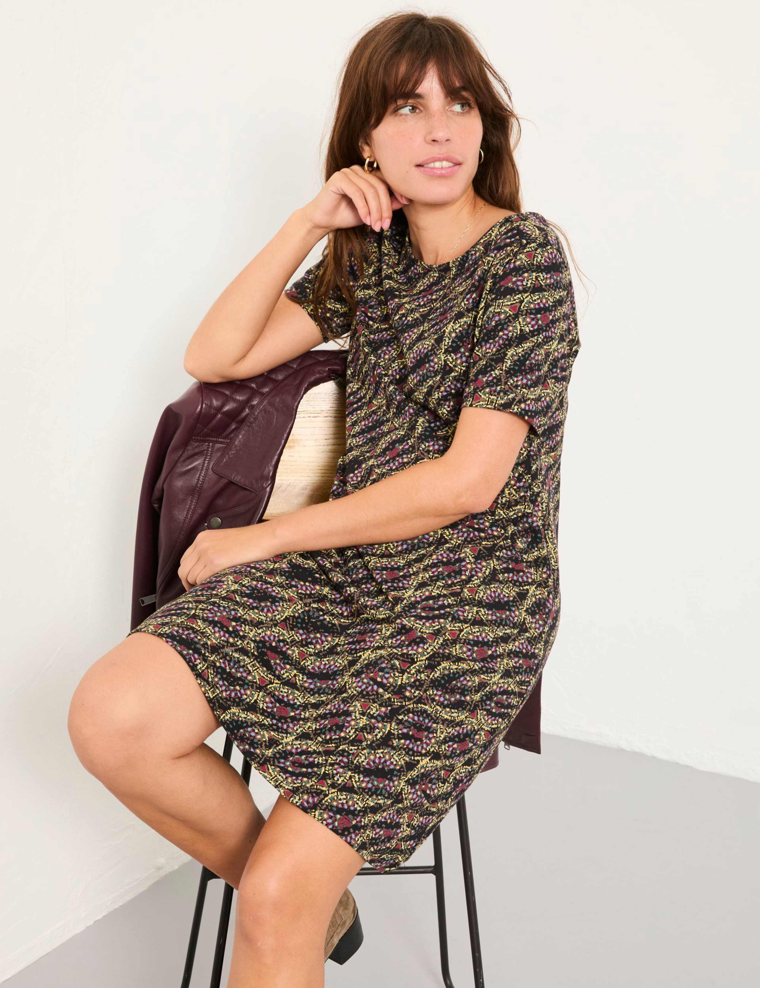 Cotton Rich Printed Mini Shift Dress 3 of 5