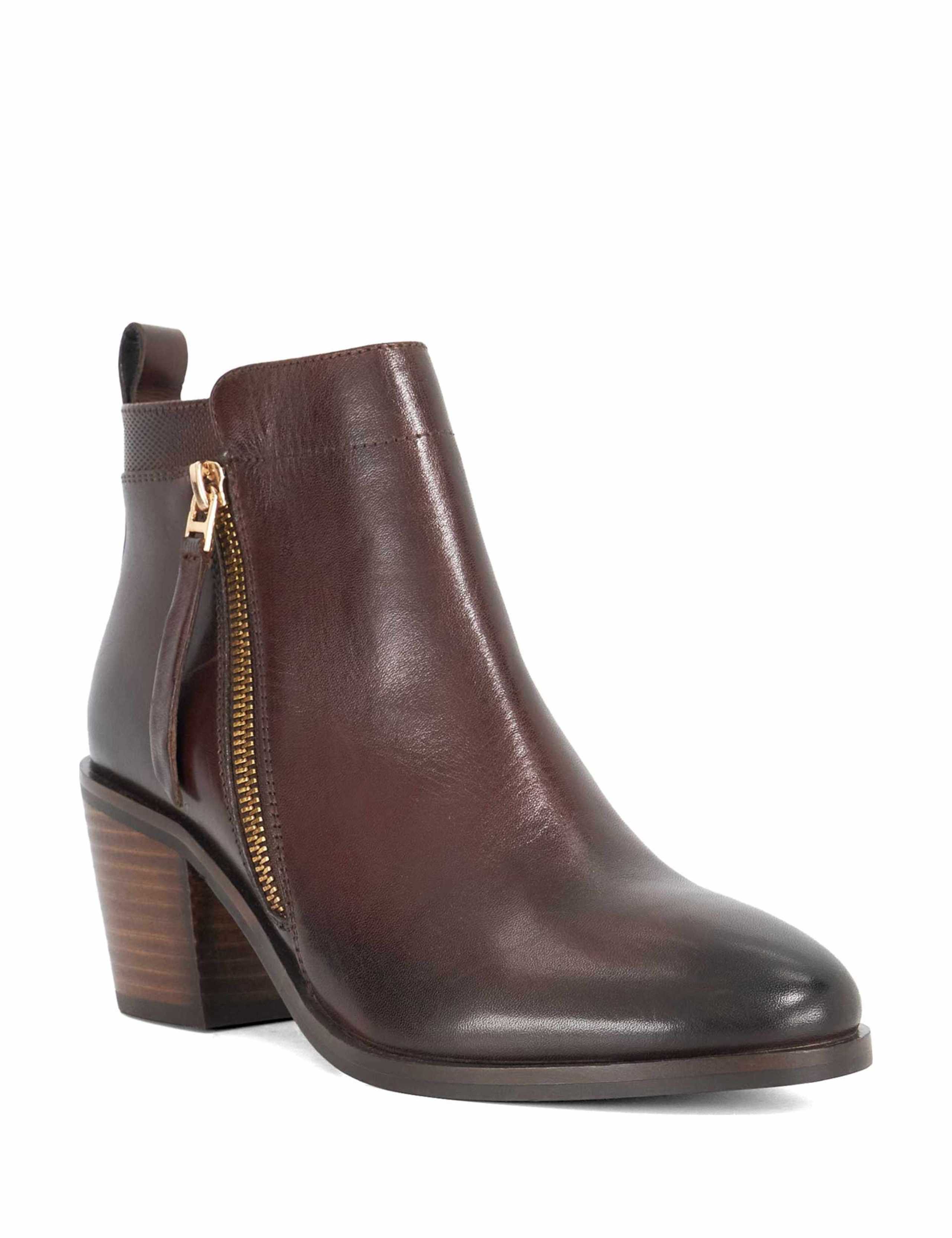 Leather Block Heel Ankle Boots 3 of 5