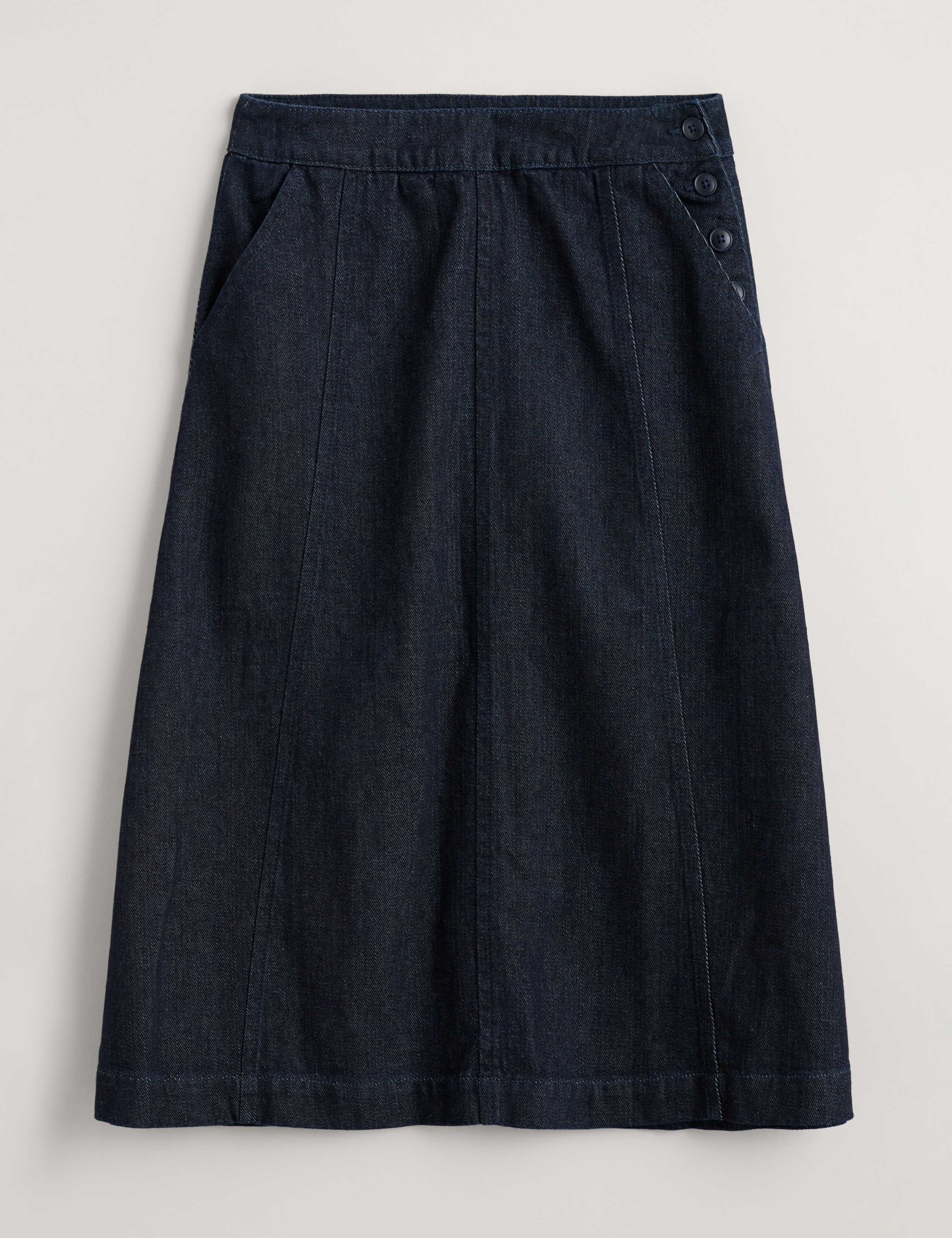 Cotton Rich Denim Midi A-Line Skirt 2 of 5