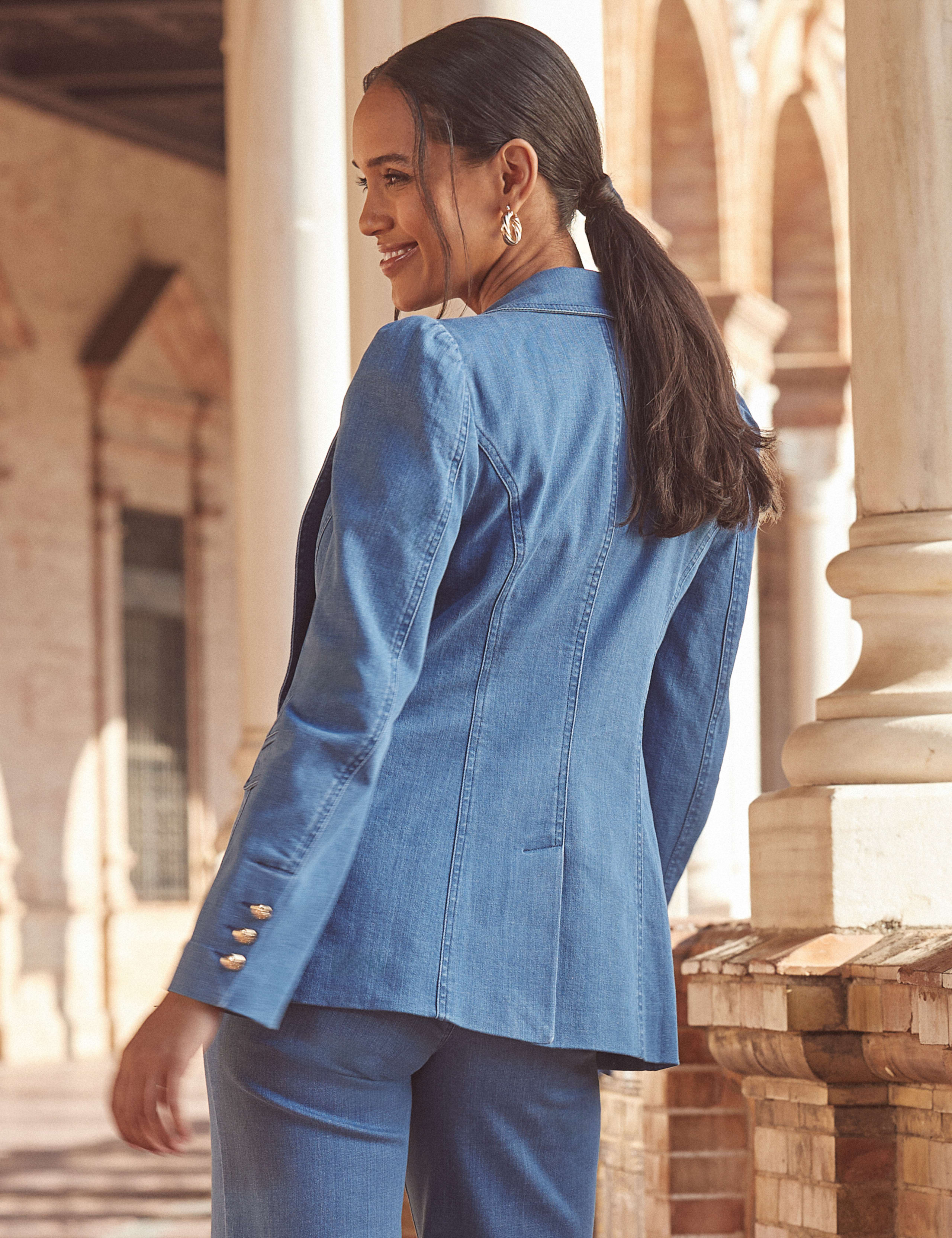 Denim Double Breasted Blazer 3 of 6