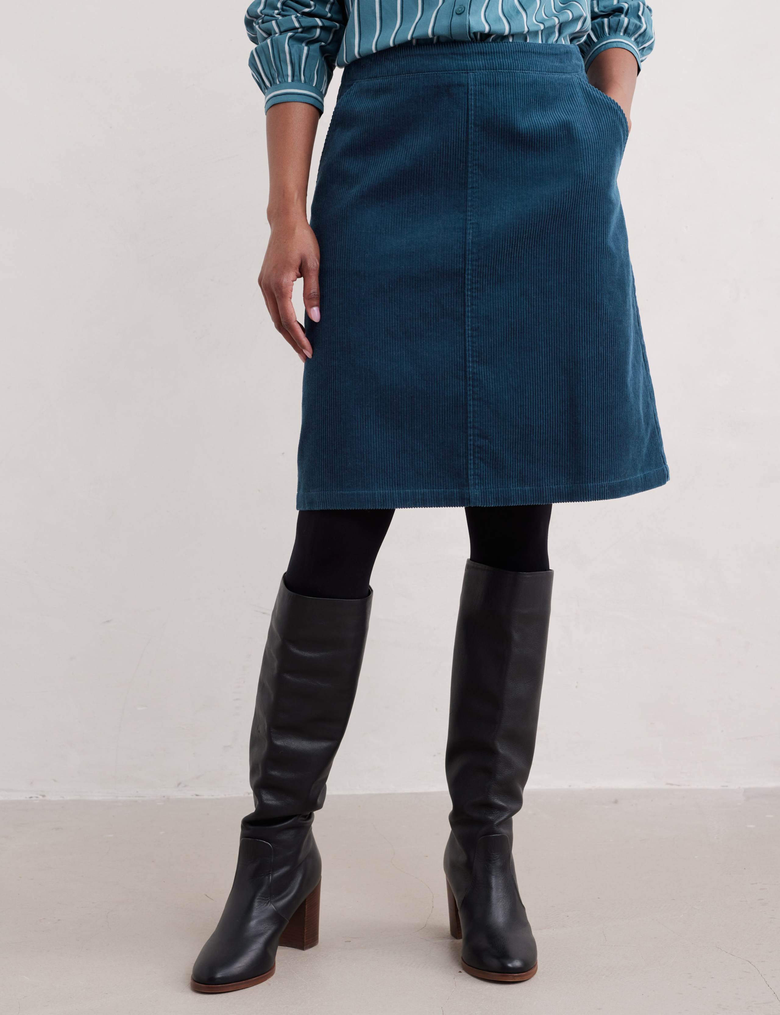 Pure Cotton Knee Length A-Line Skirt 3 of 4