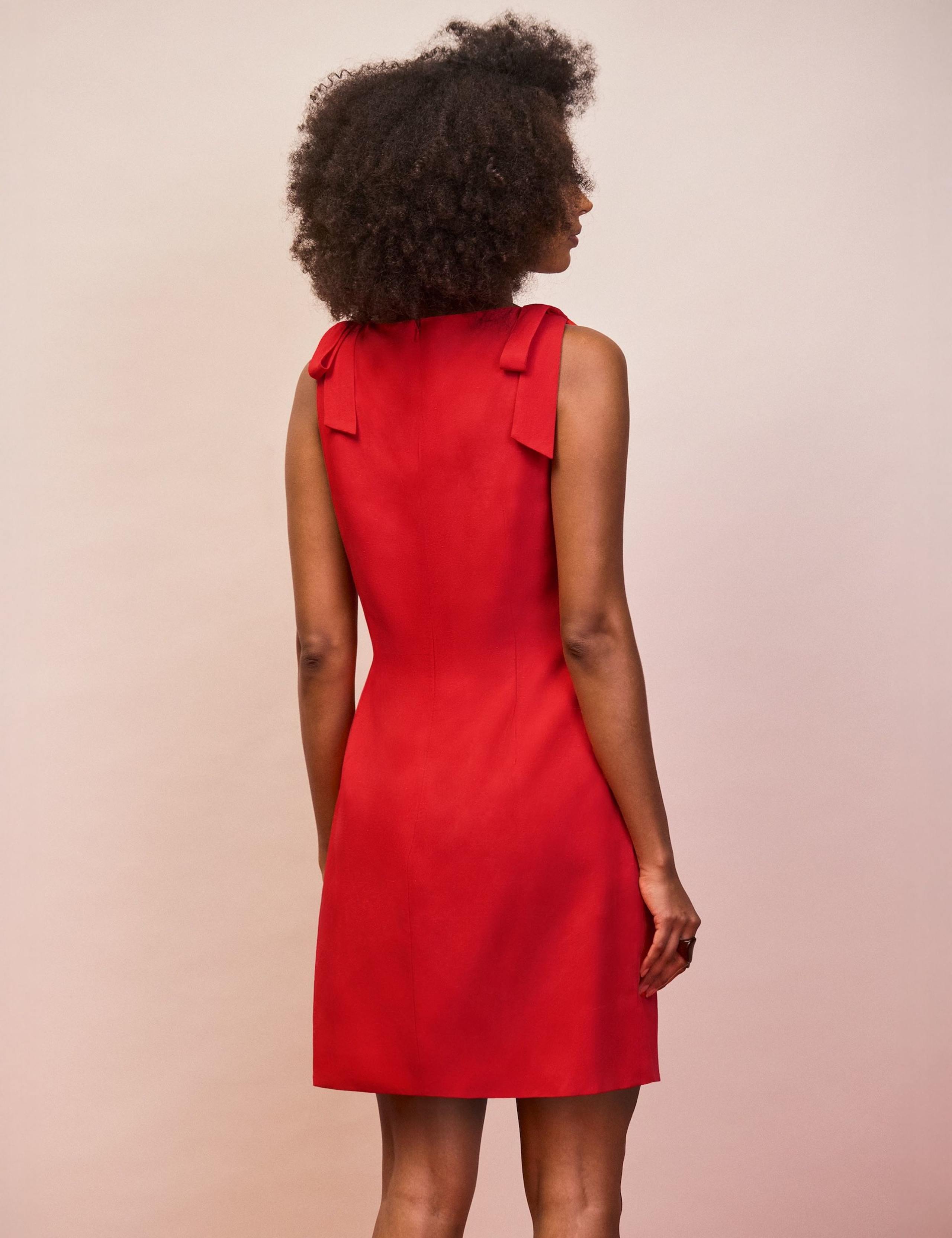 Slash Neck Mini Shift Dress with Linen 3 of 5