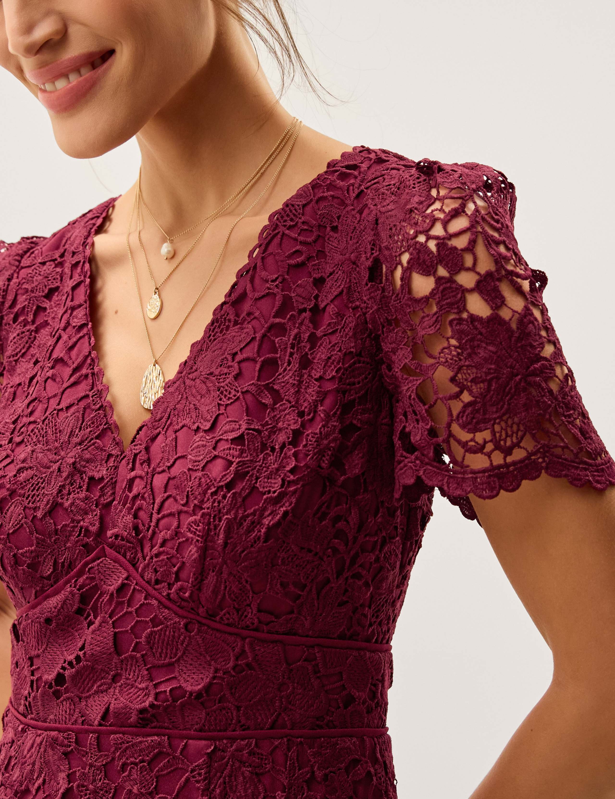 Lace V-Neck Midi Skater Dress 4 of 5