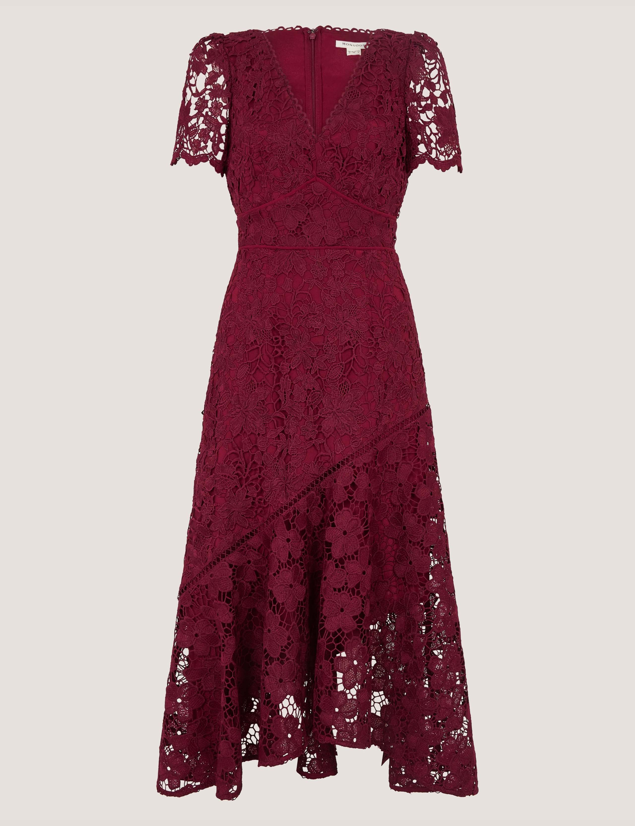 Lace V-Neck Midi Skater Dress 2 of 5