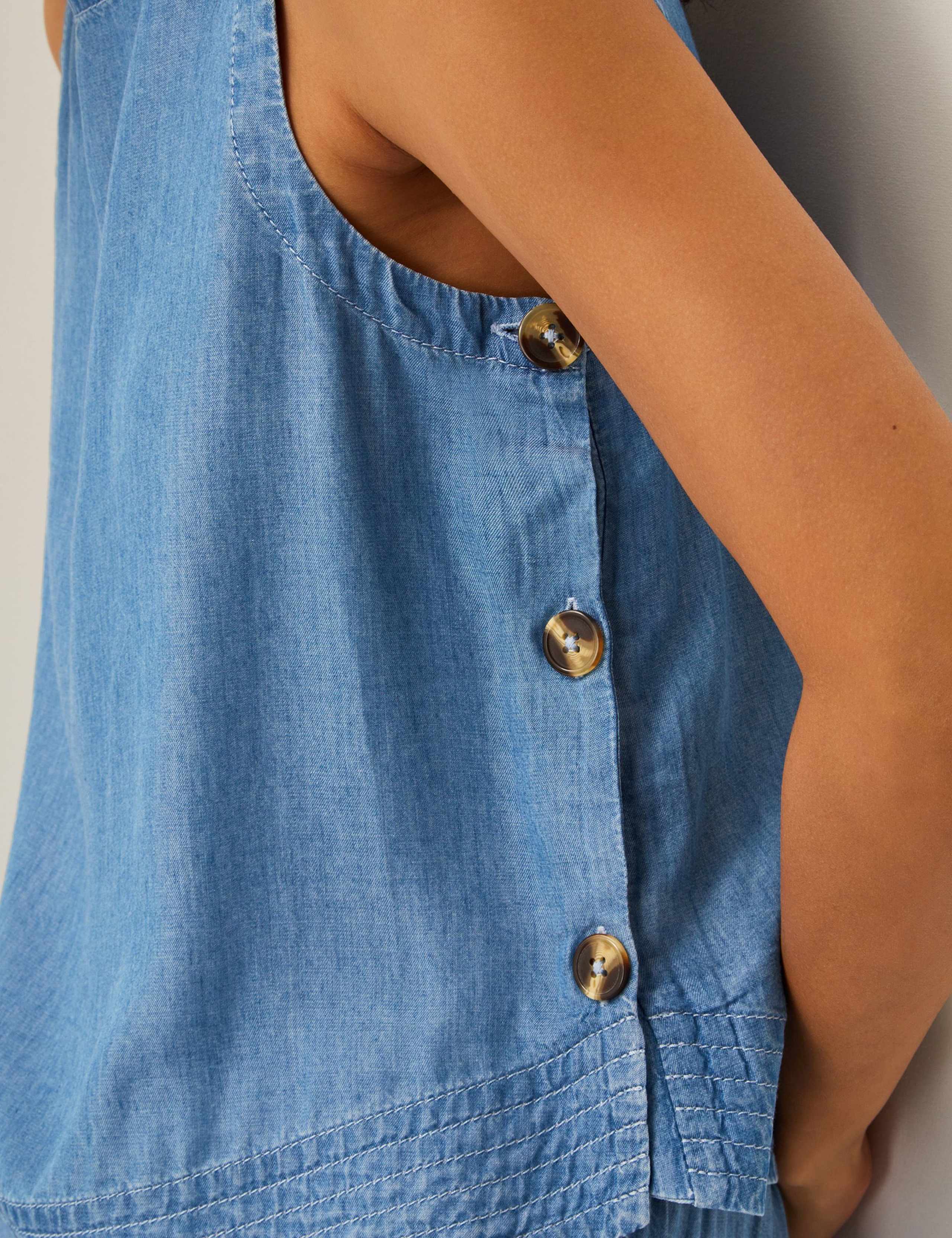 Pure Lyocell Slash Neck Button Detail Top 3 of 5