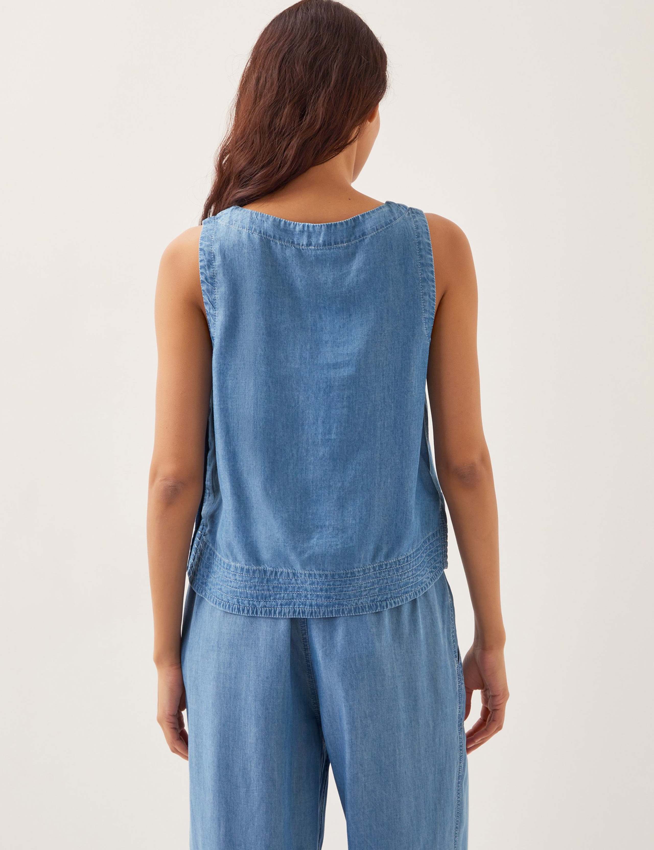 Pure Lyocell Slash Neck Button Detail Top 4 of 5
