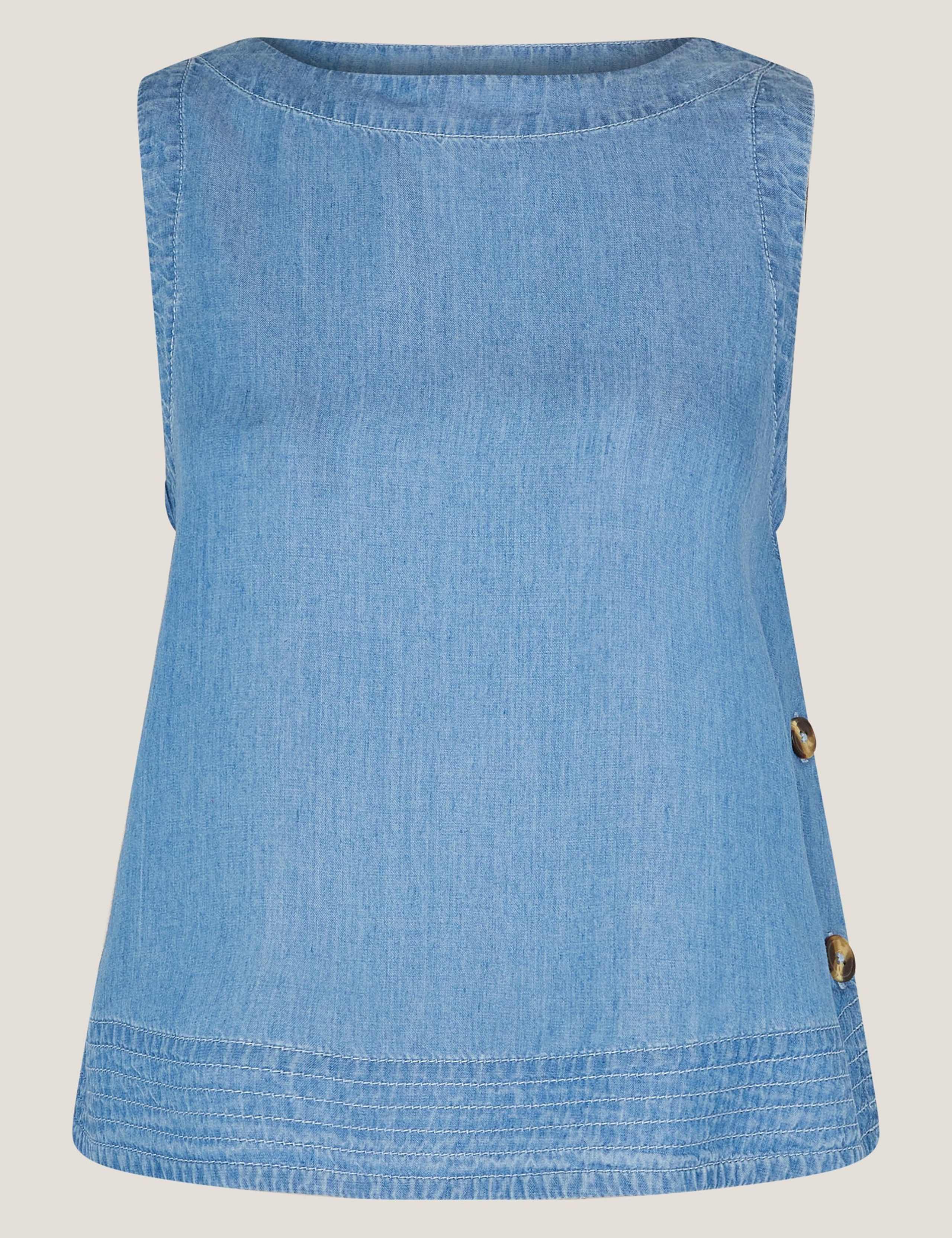 Pure Lyocell Slash Neck Button Detail Top 5 of 5