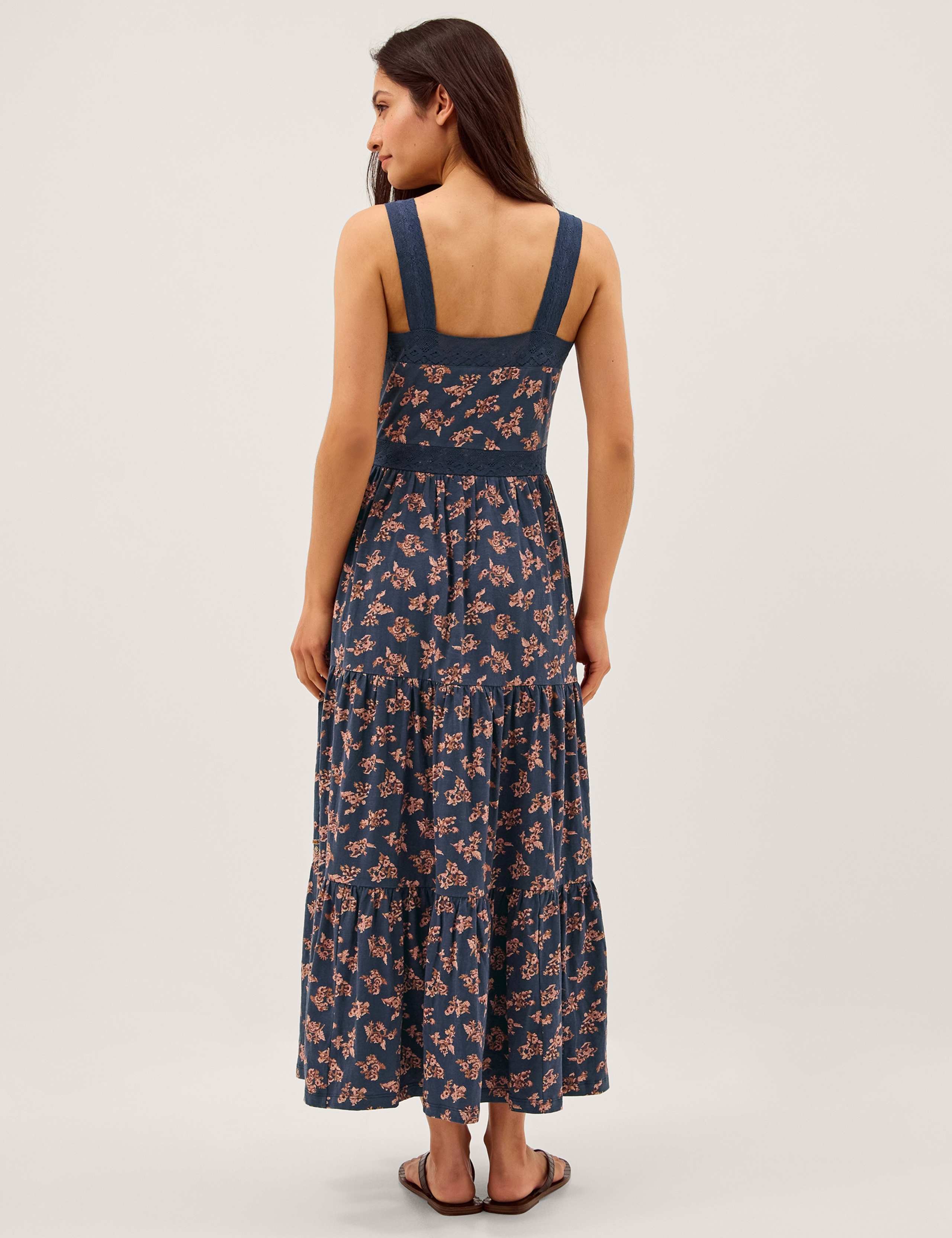 Pure Cotton Floral Midi Tiered Dress 4 of 6