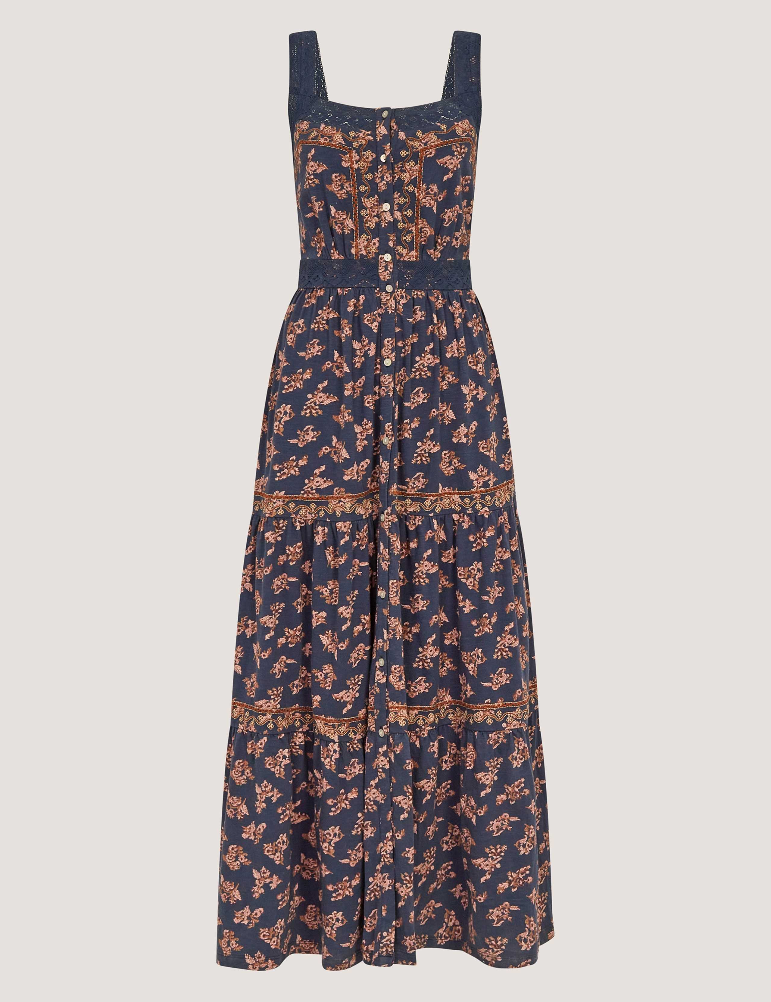 Pure Cotton Floral Midi Tiered Dress 2 of 6