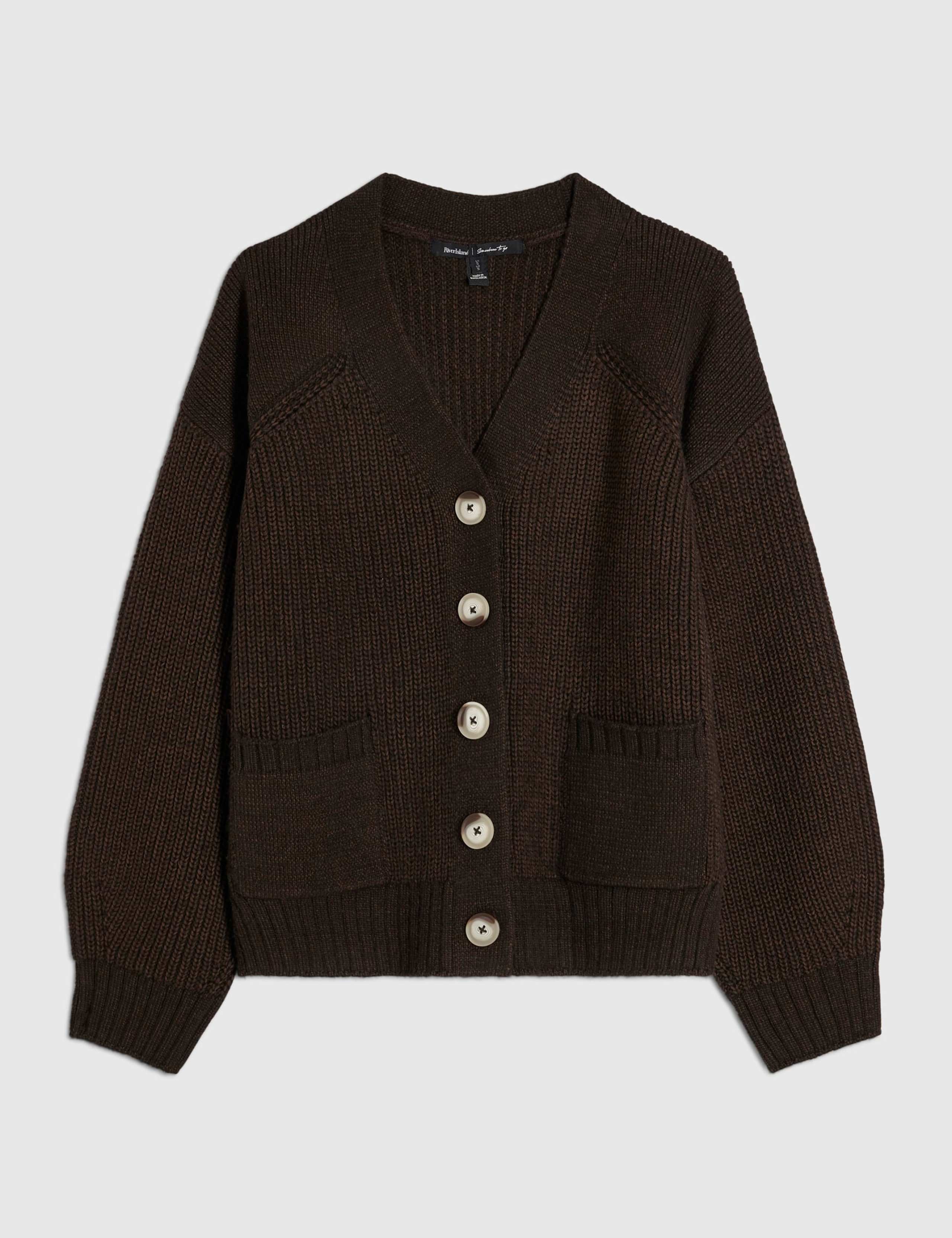 Pure Cotton Ribbed V Neck Relaxed Cardigan 4 of 6