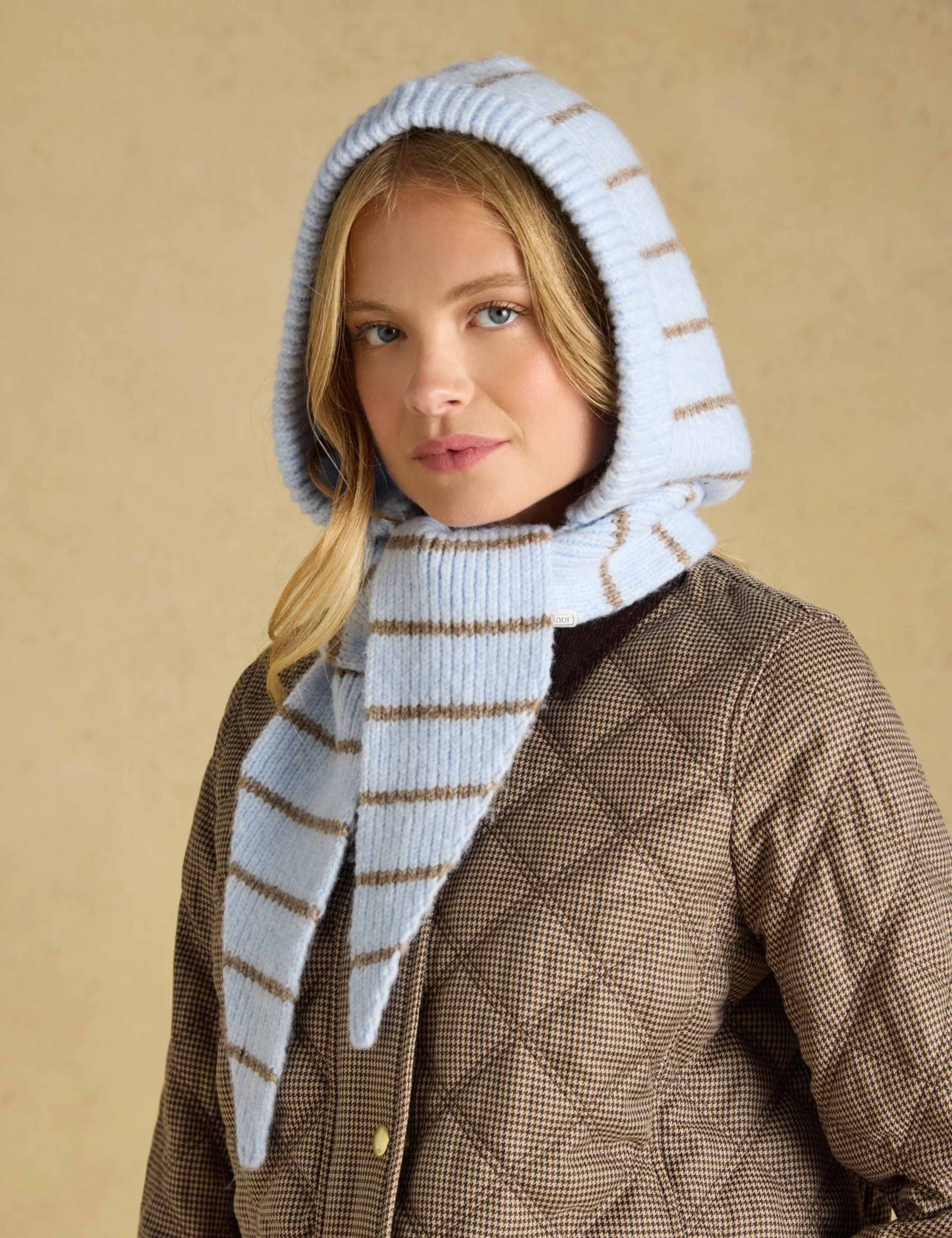 Knitted Striped Hooded Scarf 1 of 6