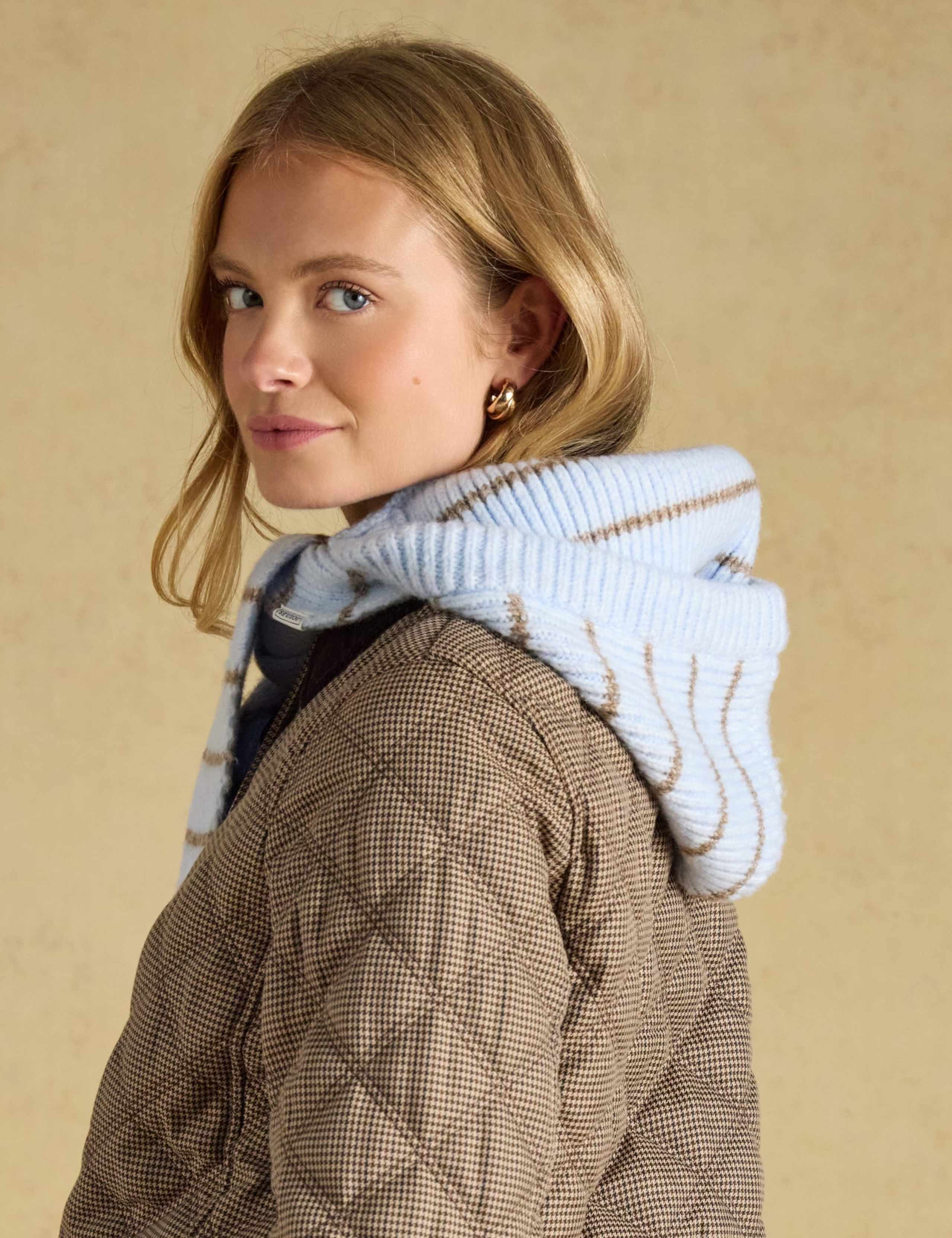 Knitted Striped Hooded Scarf 5 of 6