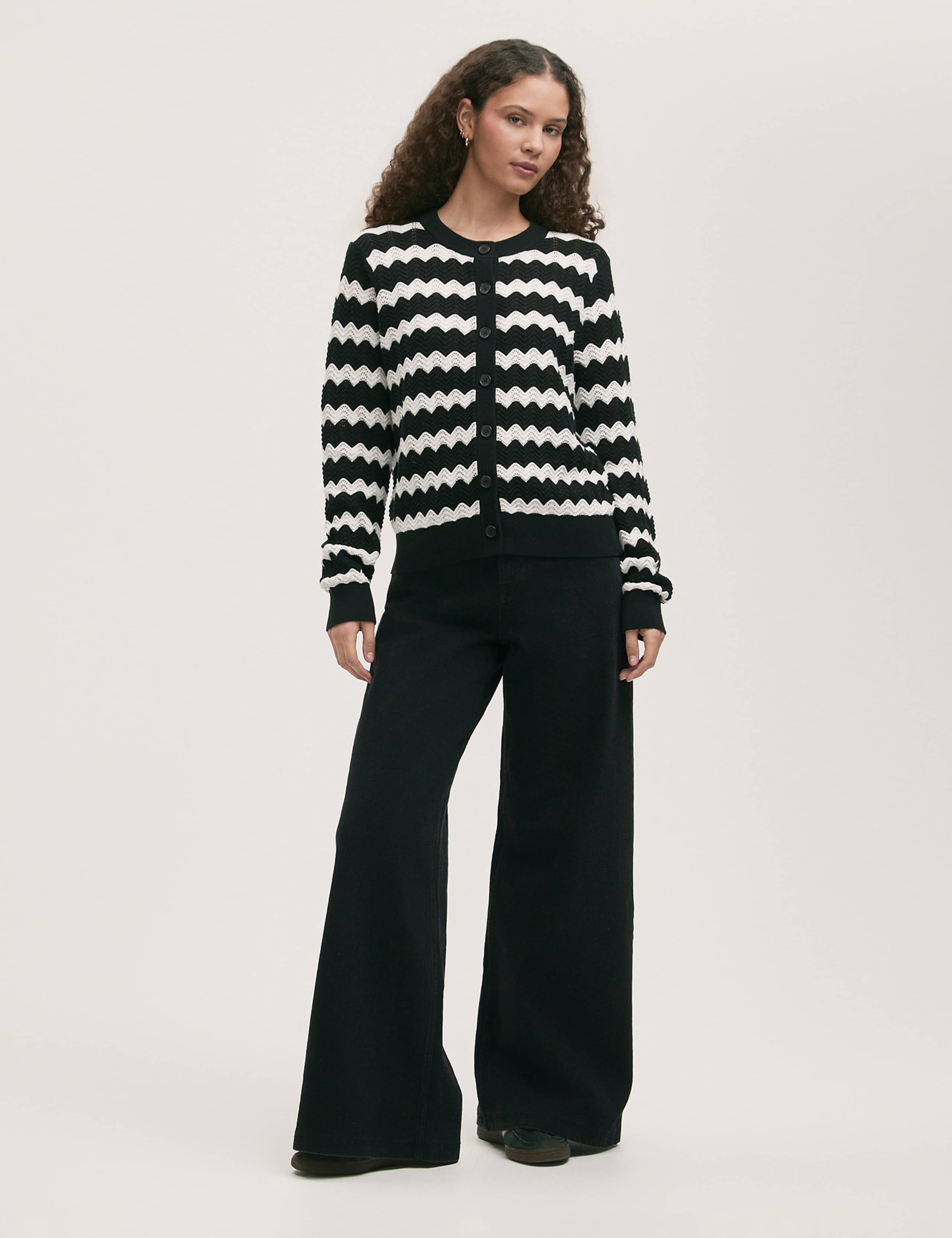 Pure Cotton Striped Button Front Cardigan 2 of 5