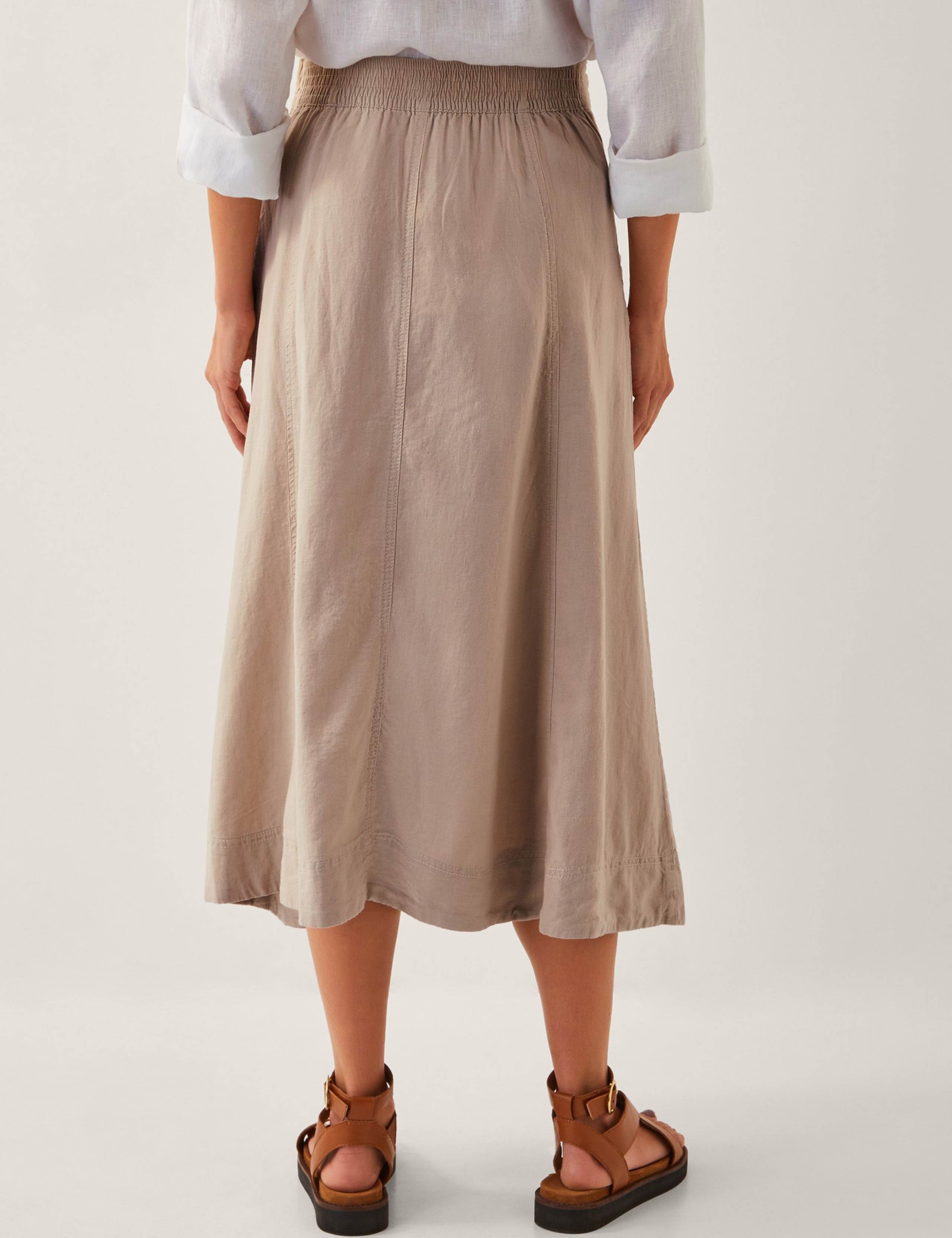 Linen Rich Midi A-Line Skirt 2 of 4