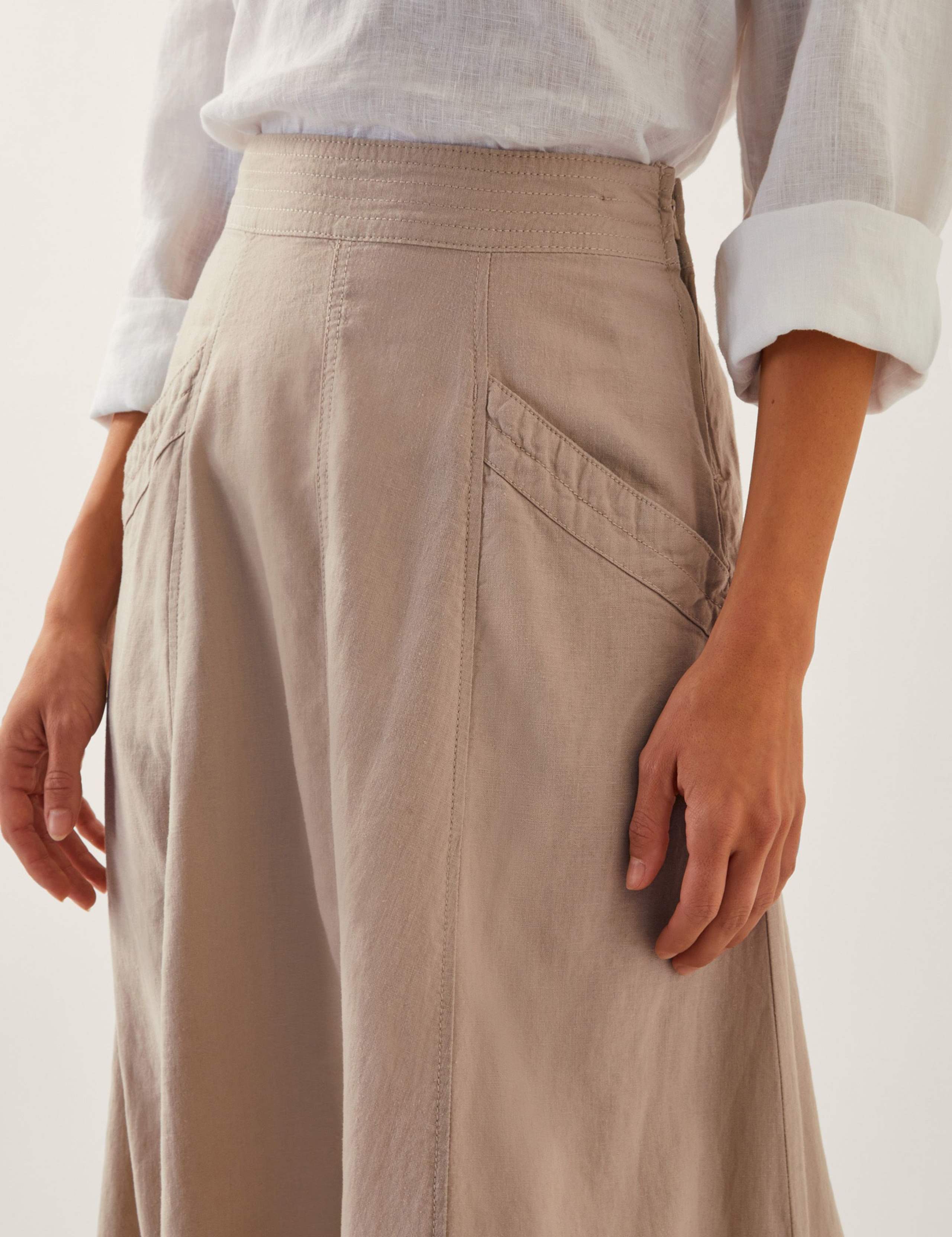 Linen Rich Midi A-Line Skirt 3 of 4