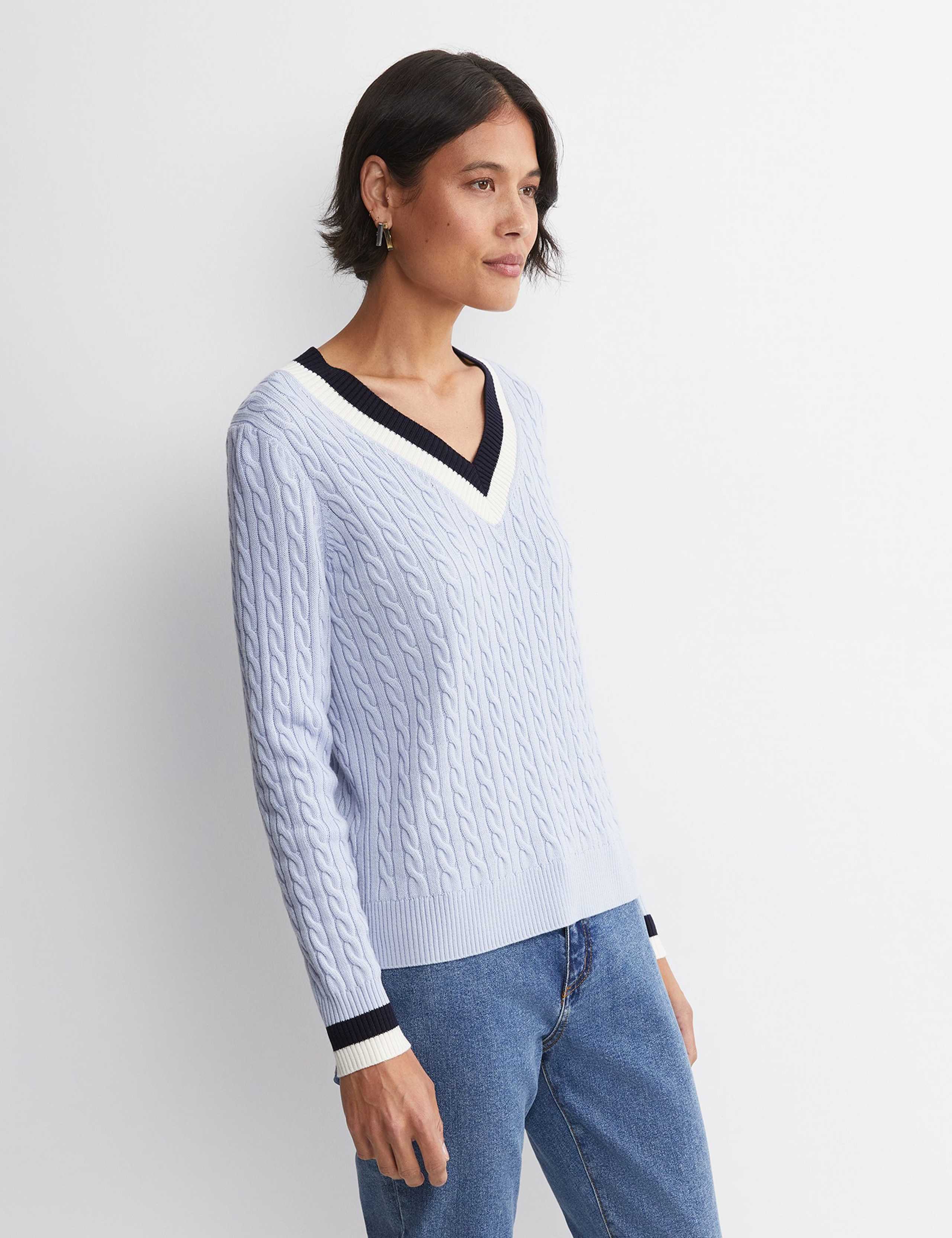 Pure Wool Cable Knit V-Neck Jumper 2 of 6