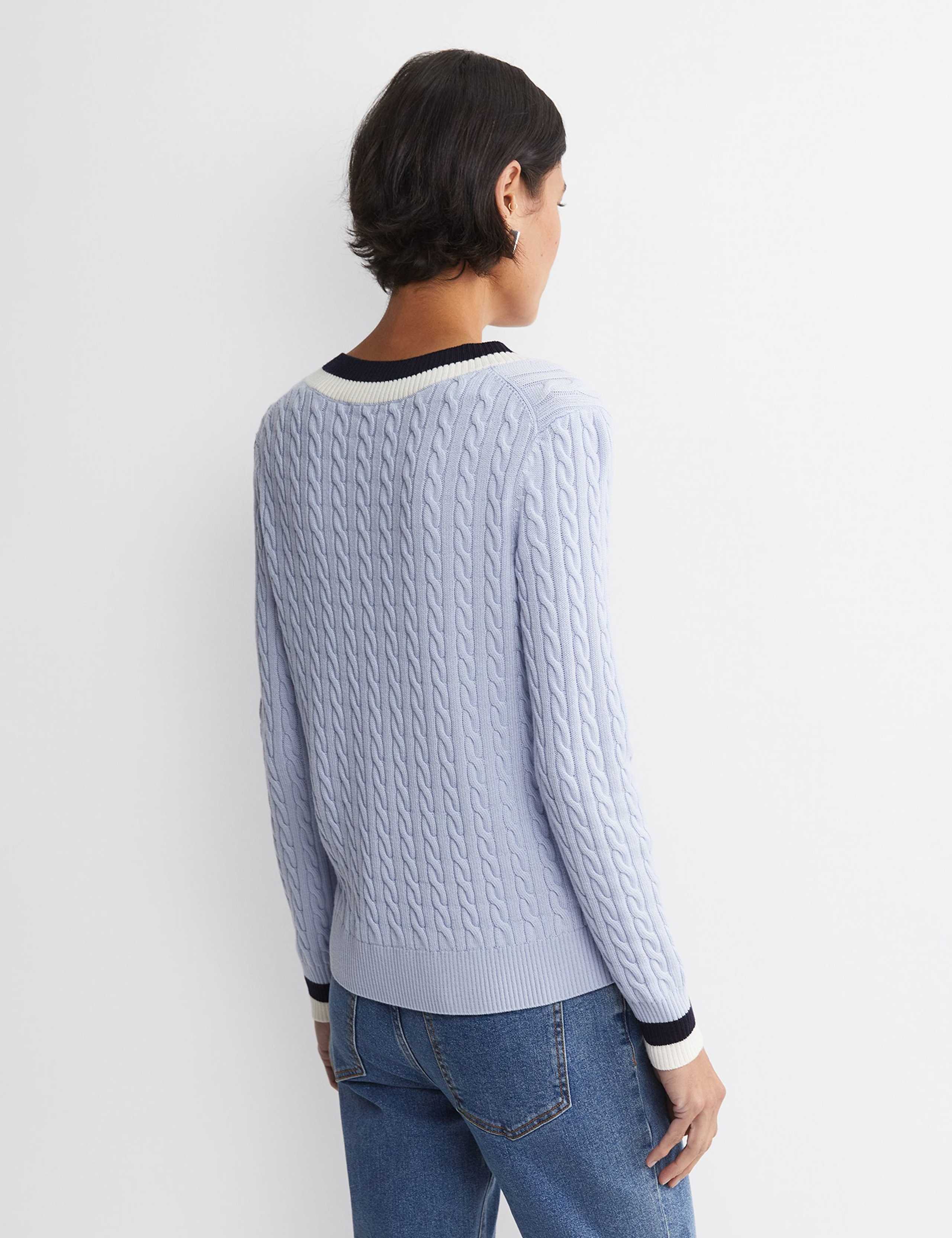 Pure Wool Cable Knit V-Neck Jumper 5 of 6