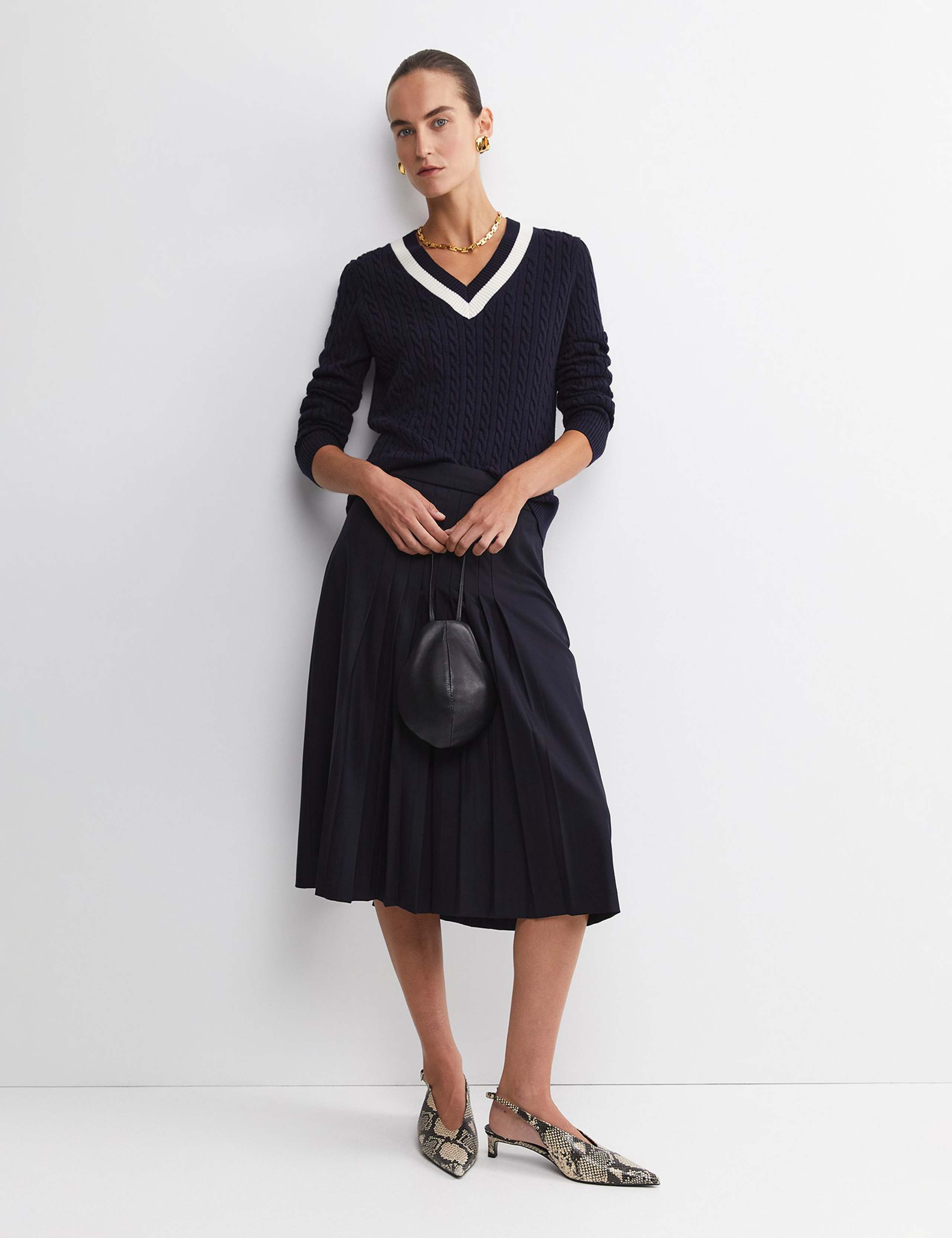 Pure Wool Cable Knit V-Neck Jumper 2 of 5