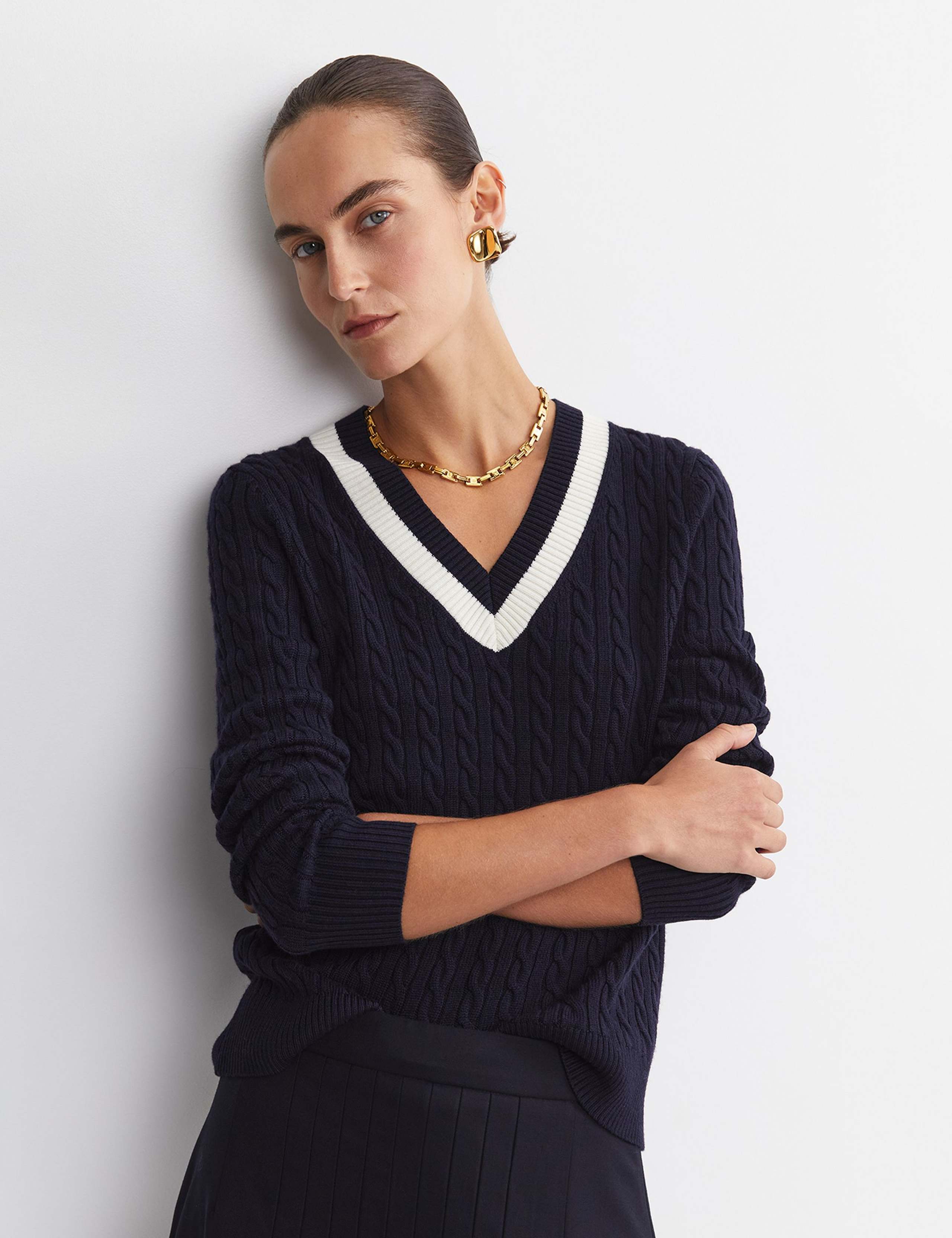 Pure Wool Cable Knit V-Neck Jumper 3 of 5