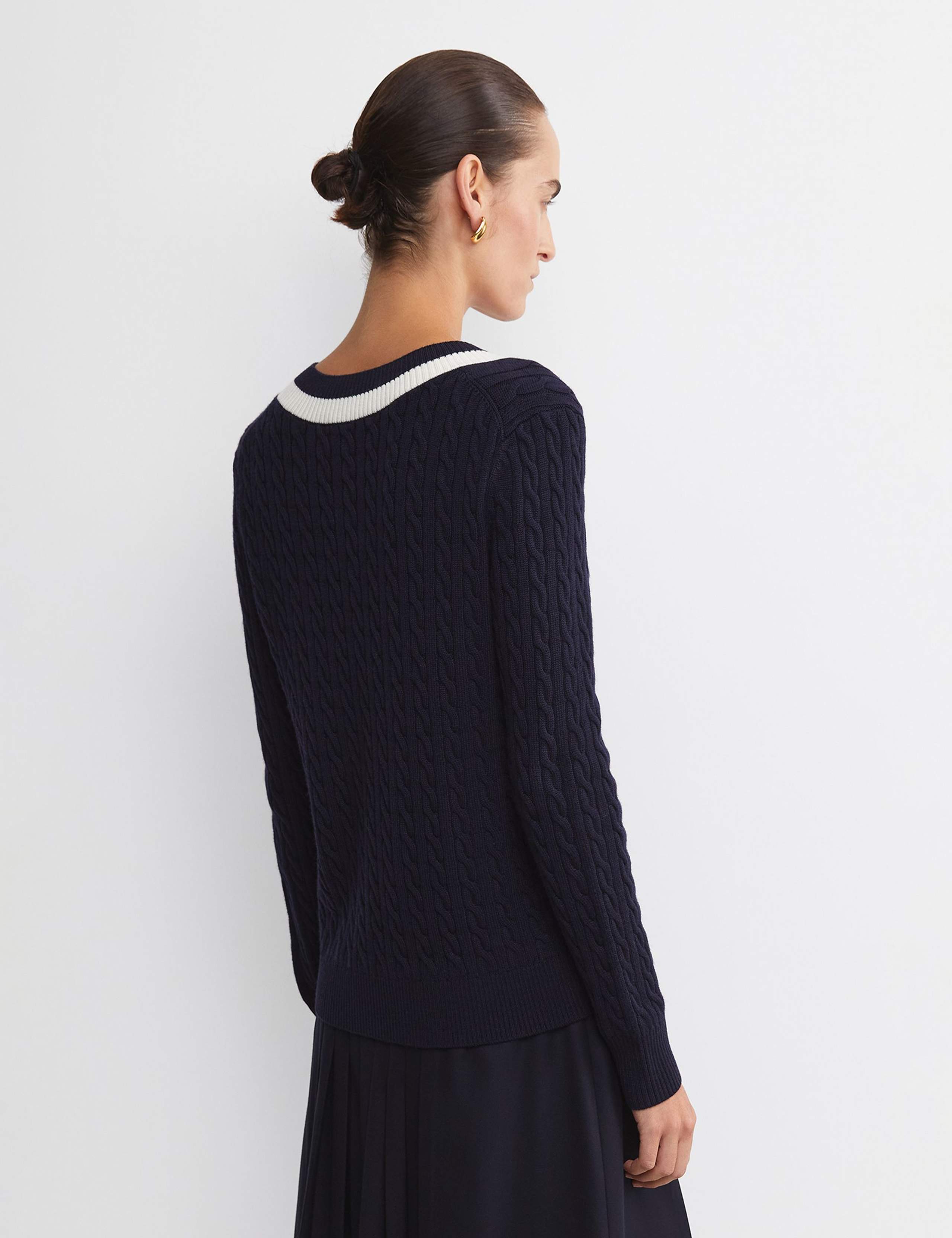 Pure Wool Cable Knit V-Neck Jumper 4 of 5