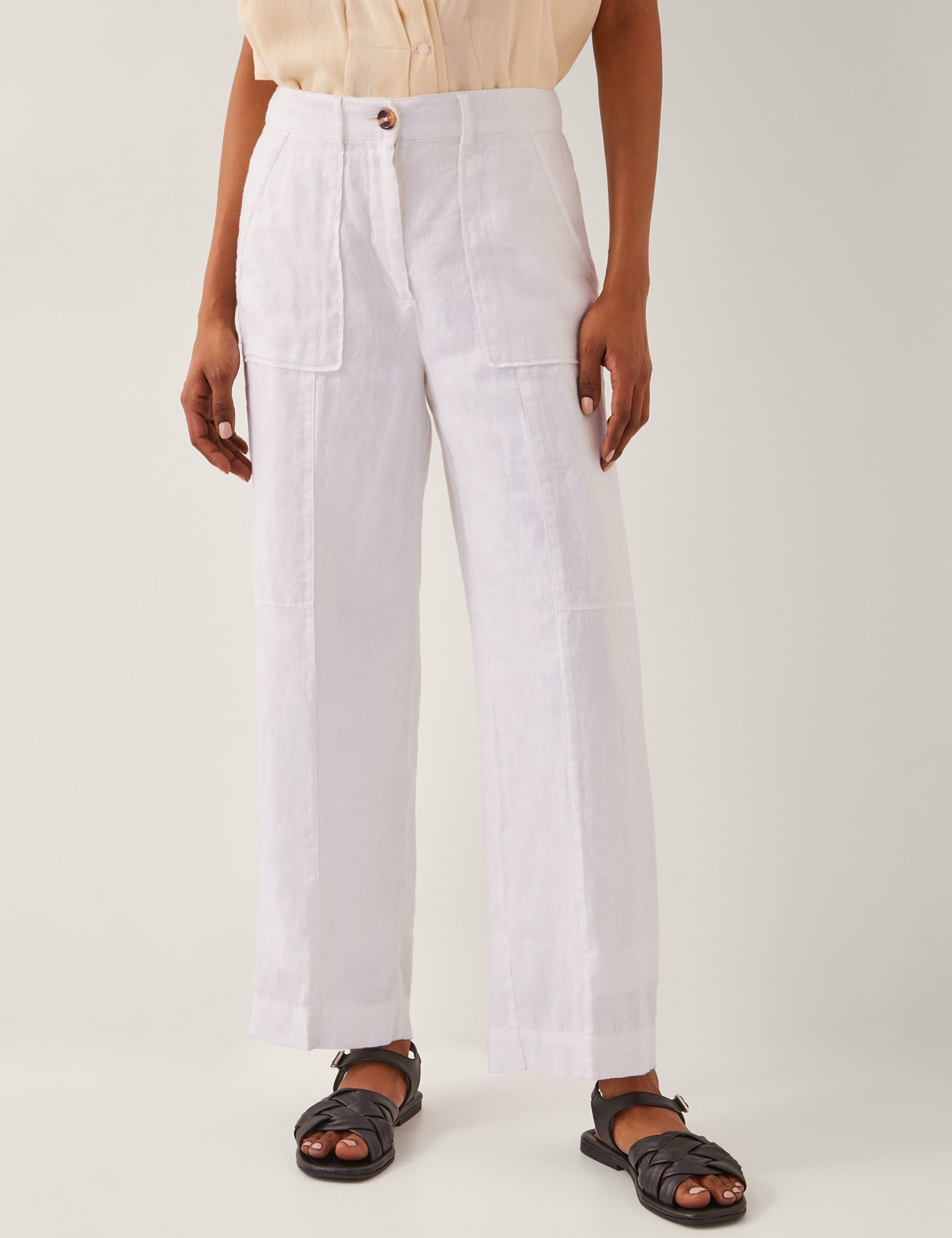 Pure Linen Straight Leg Trousers 1 of 4