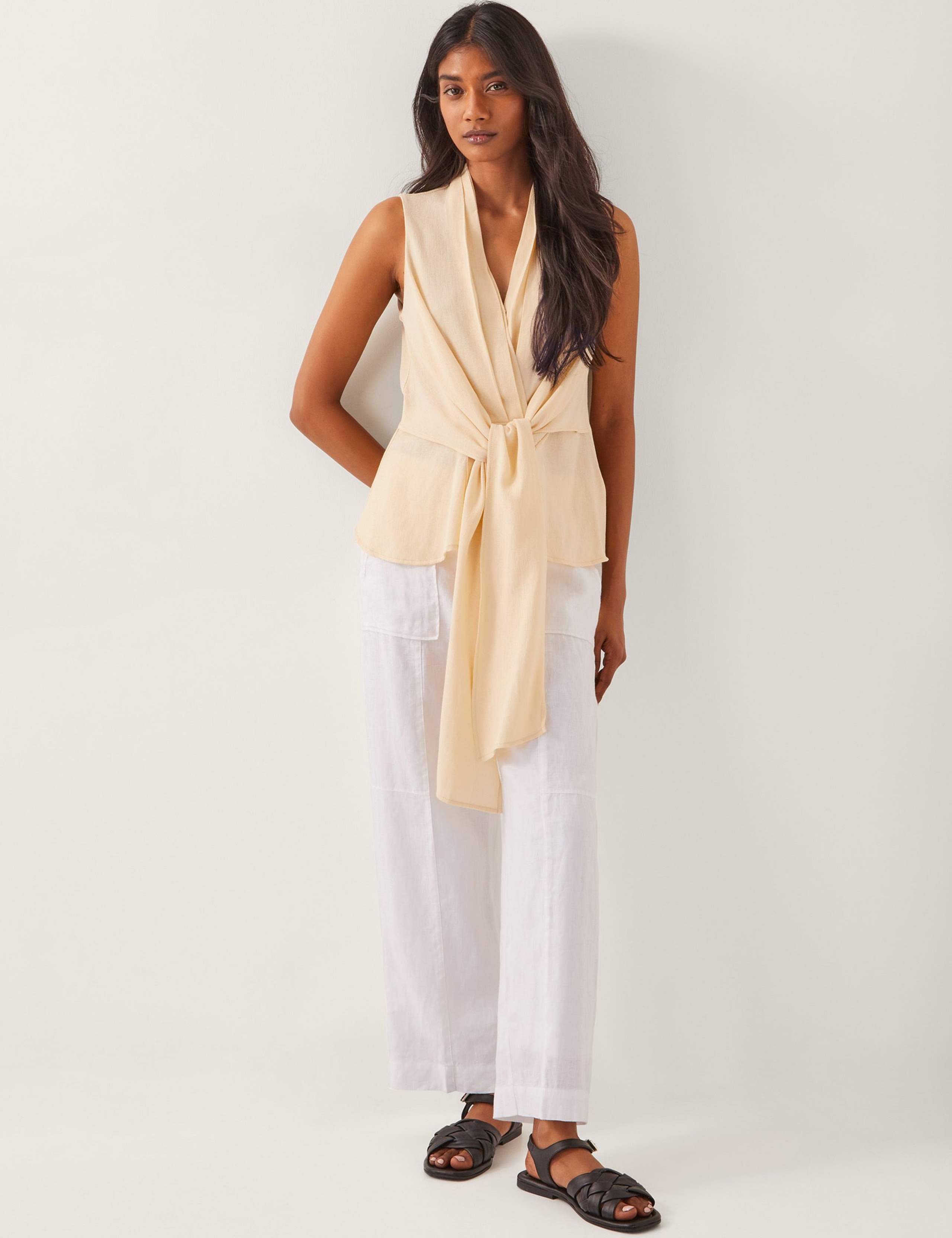Pure Linen Straight Leg Trousers 2 of 4