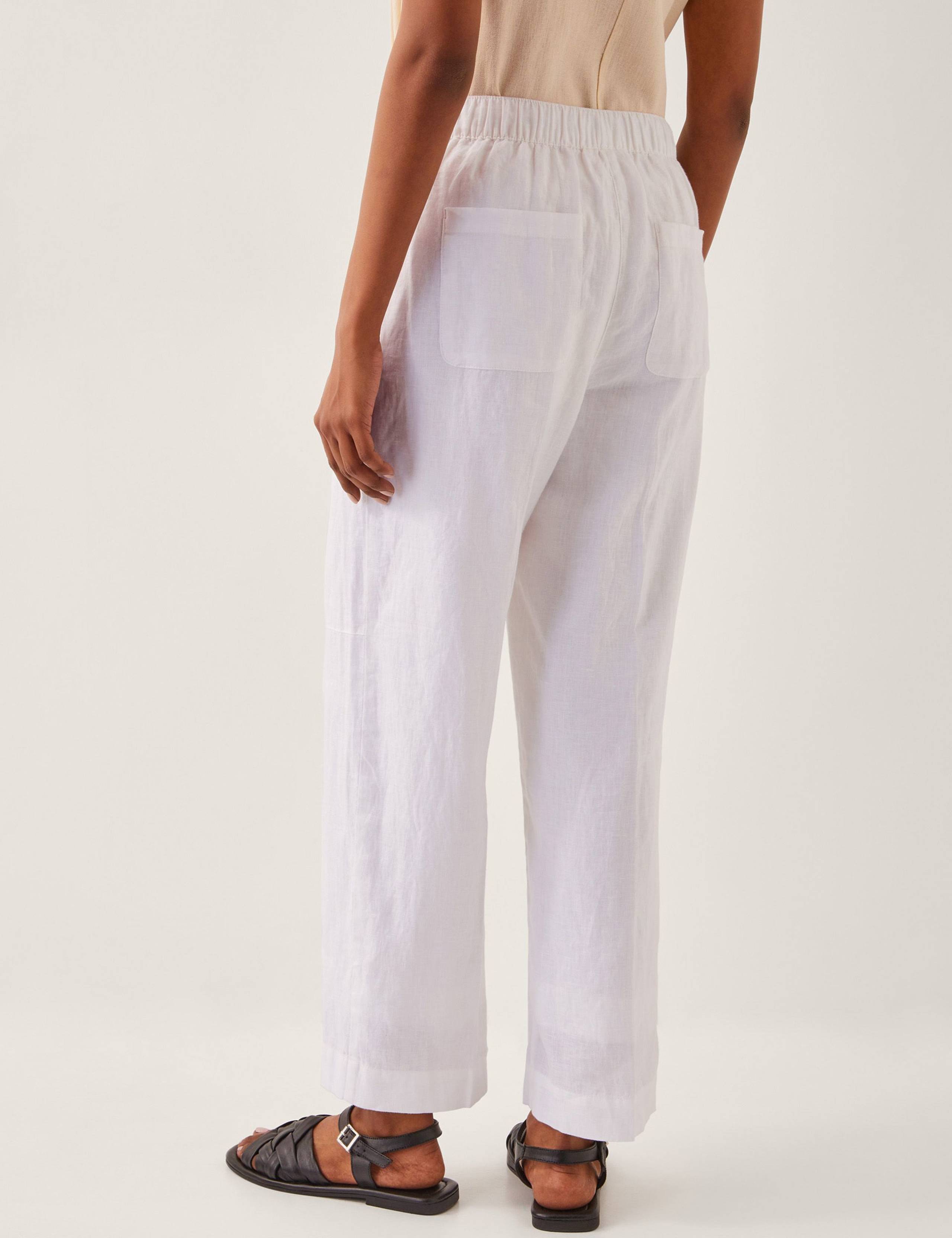 Pure Linen Straight Leg Trousers 3 of 4
