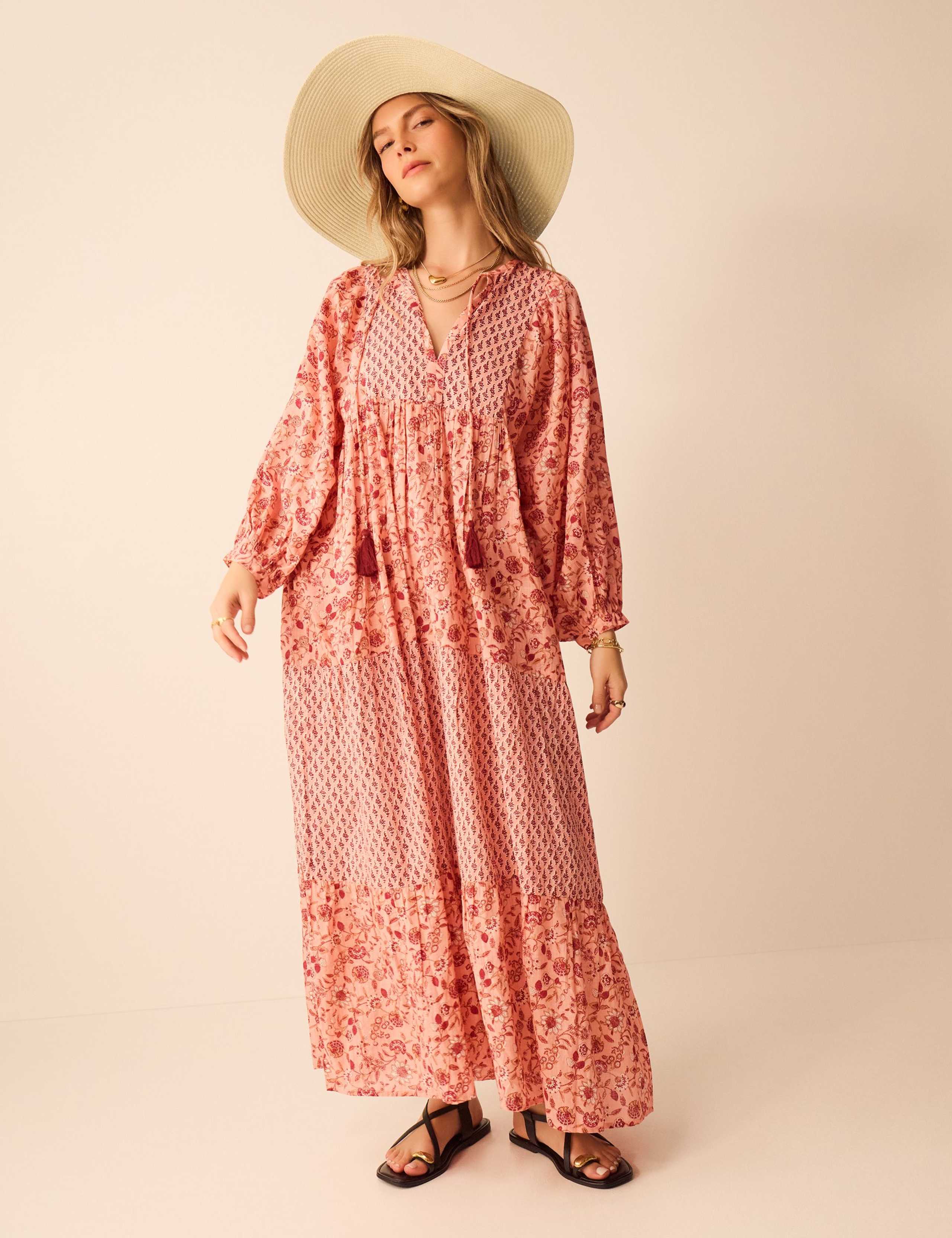 Pure Cotton Printed V-Neck Maxi Beach Dress 1 of 5