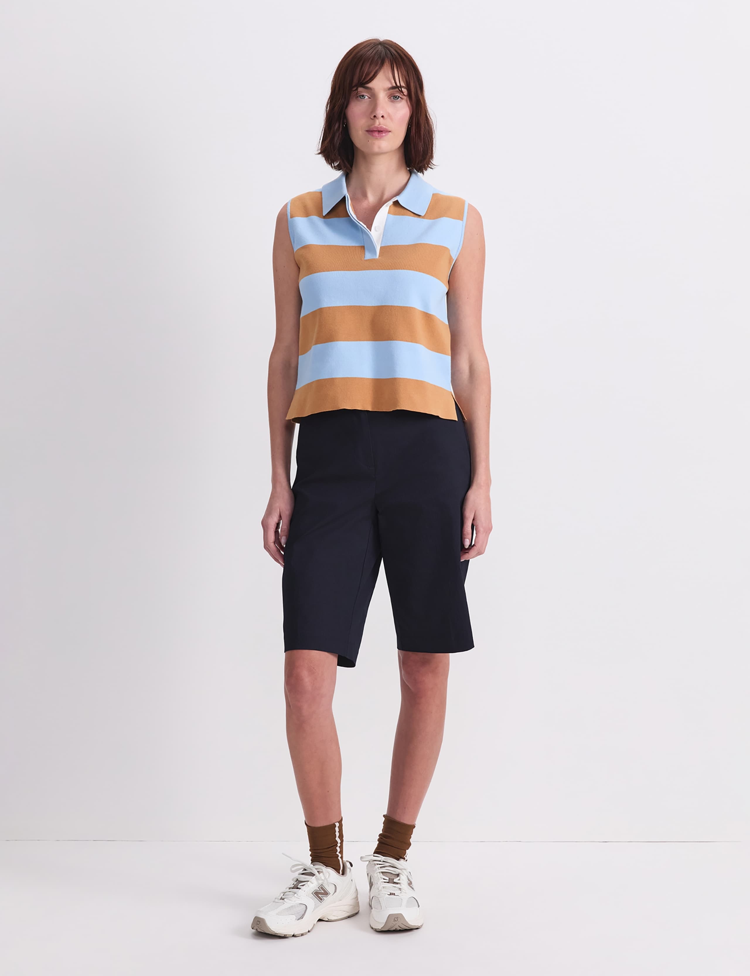 Cotton Rich Striped Polo Tank Top 2 of 7