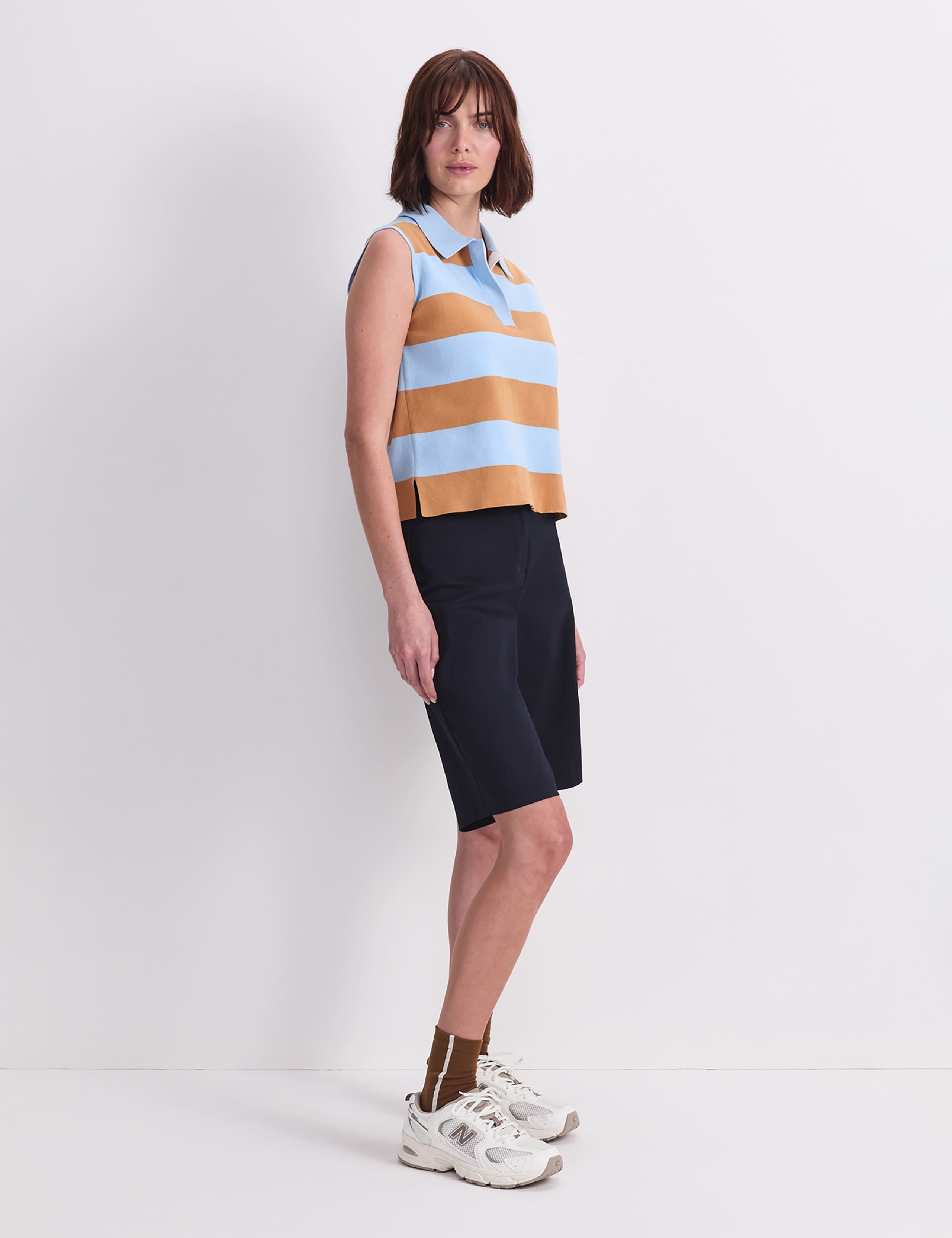 Cotton Rich Striped Polo Tank Top 3 of 7