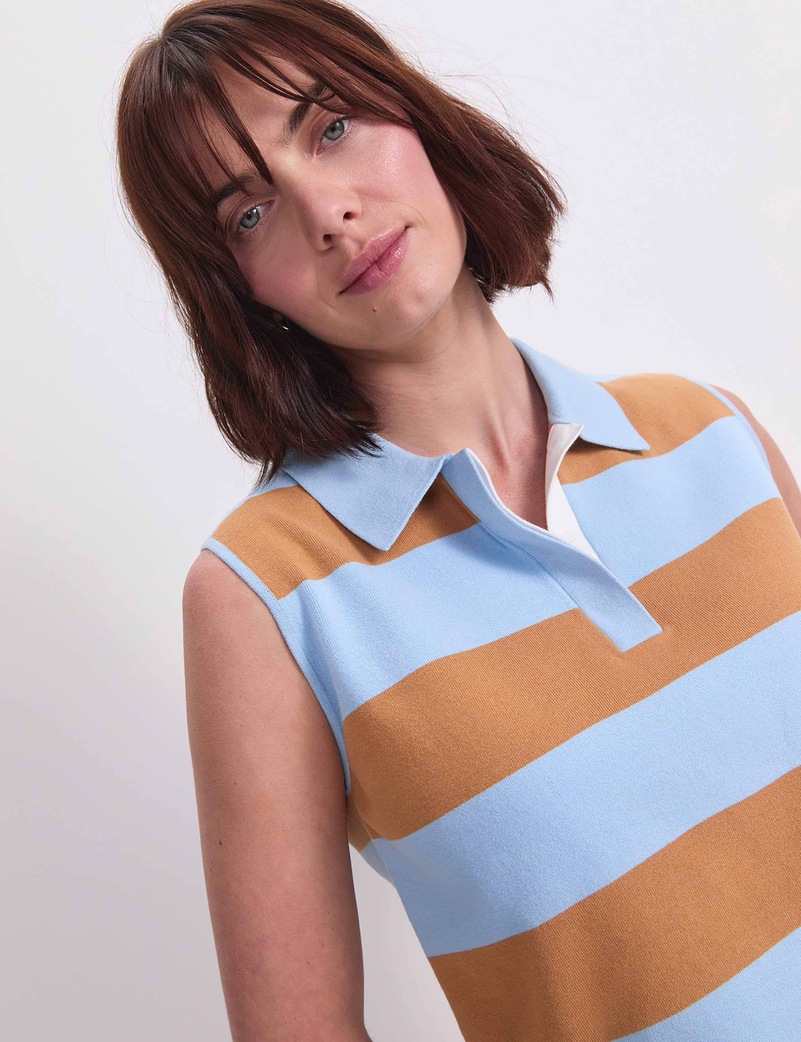 Cotton Rich Striped Polo Tank Top 6 of 7