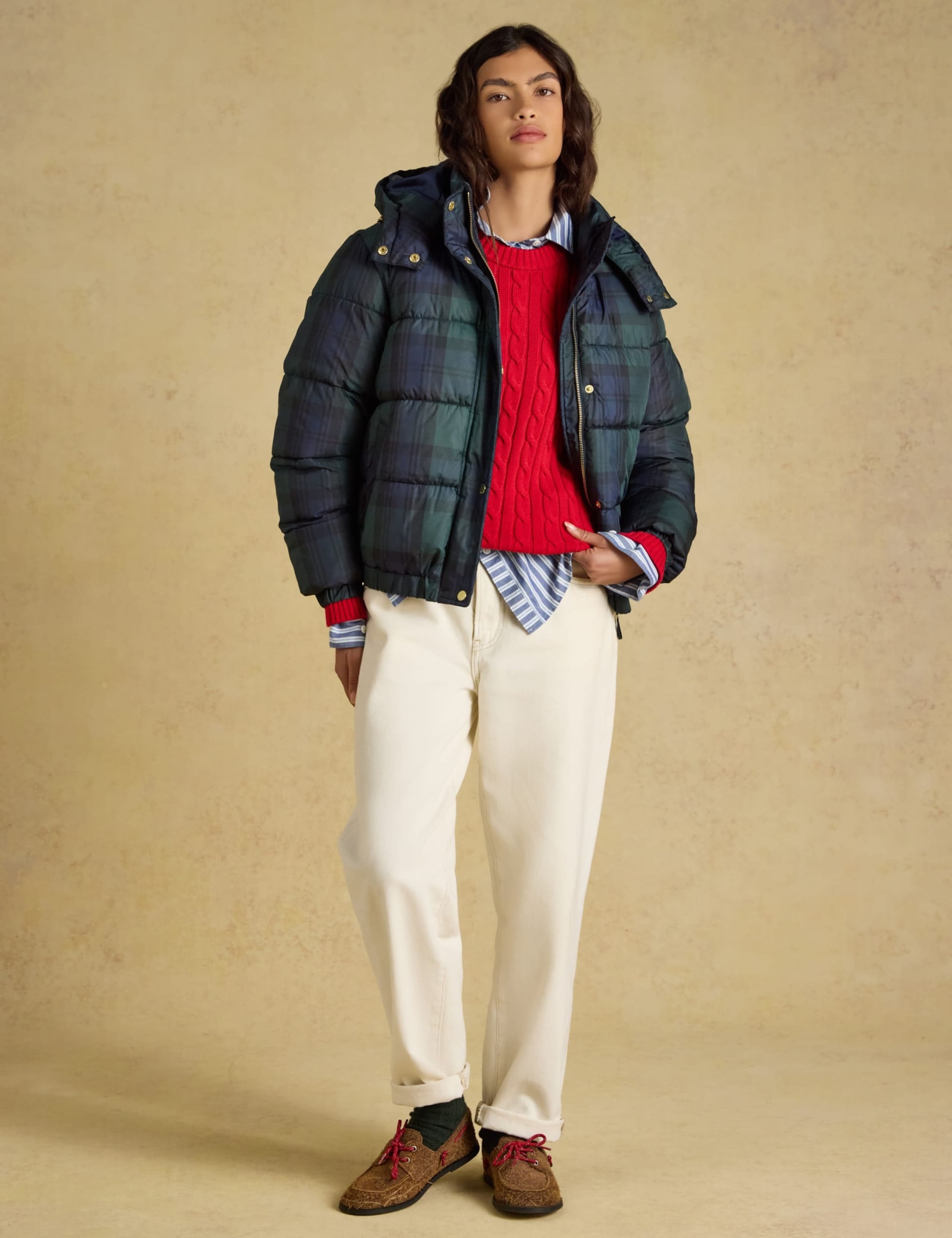 Checked Padded Hooded Cropped Puffer Coat 2 of 11