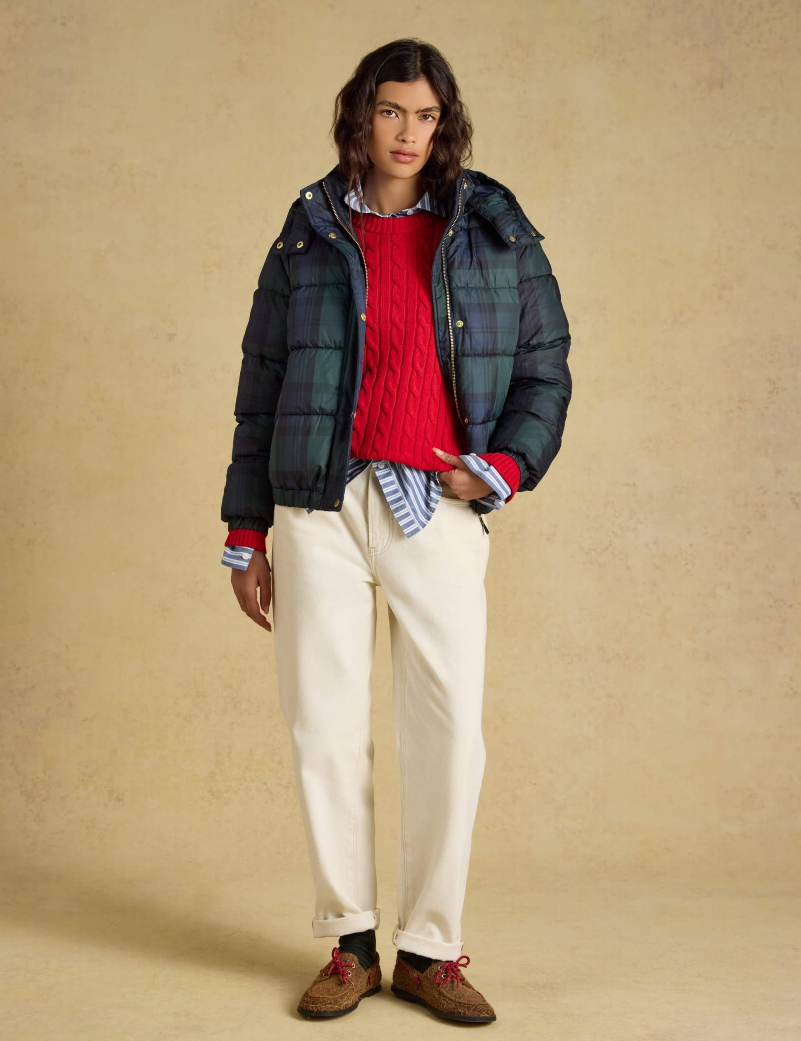 Checked Padded Hooded Cropped Puffer Coat 3 of 11