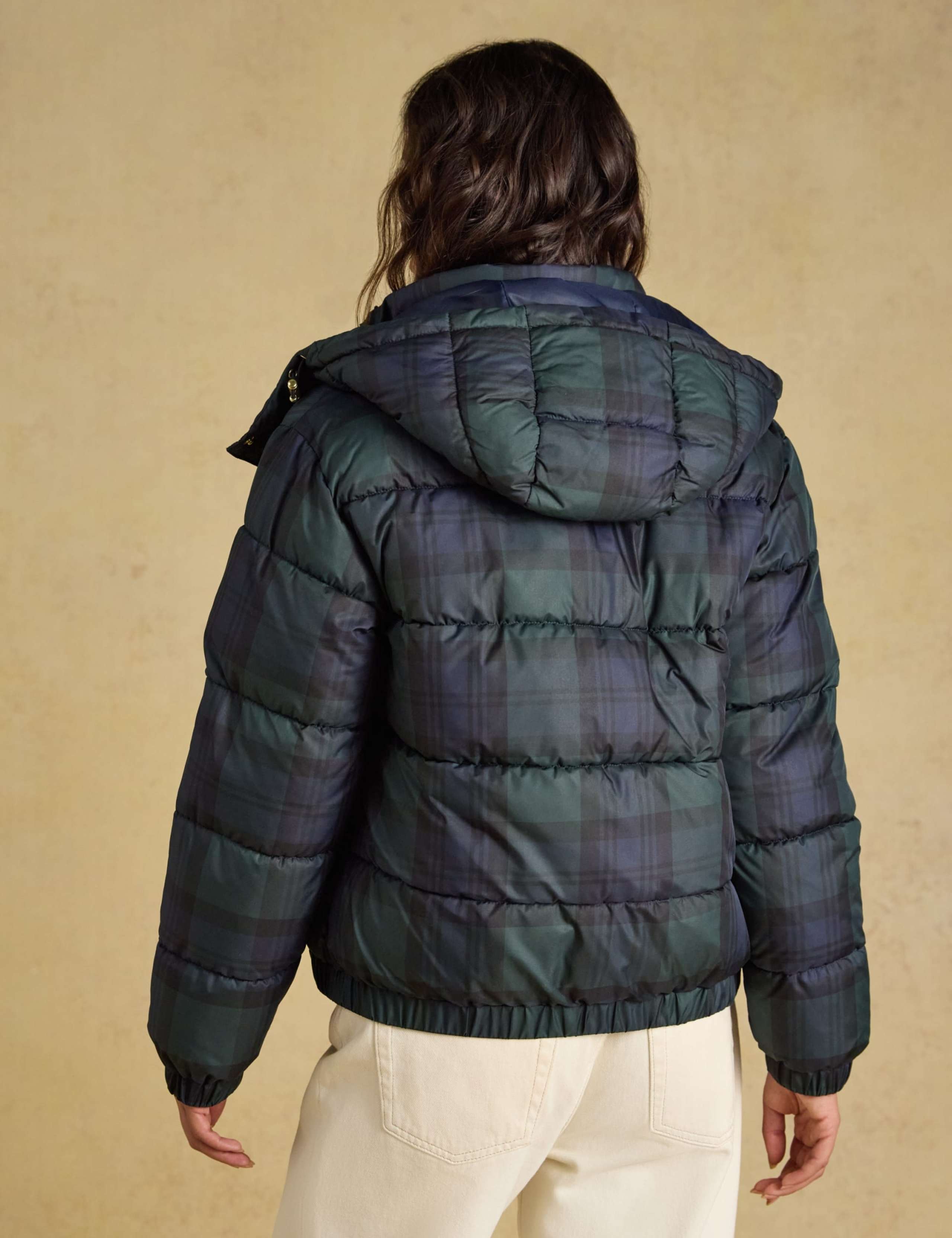 Checked Padded Hooded Cropped Puffer Coat 5 of 11