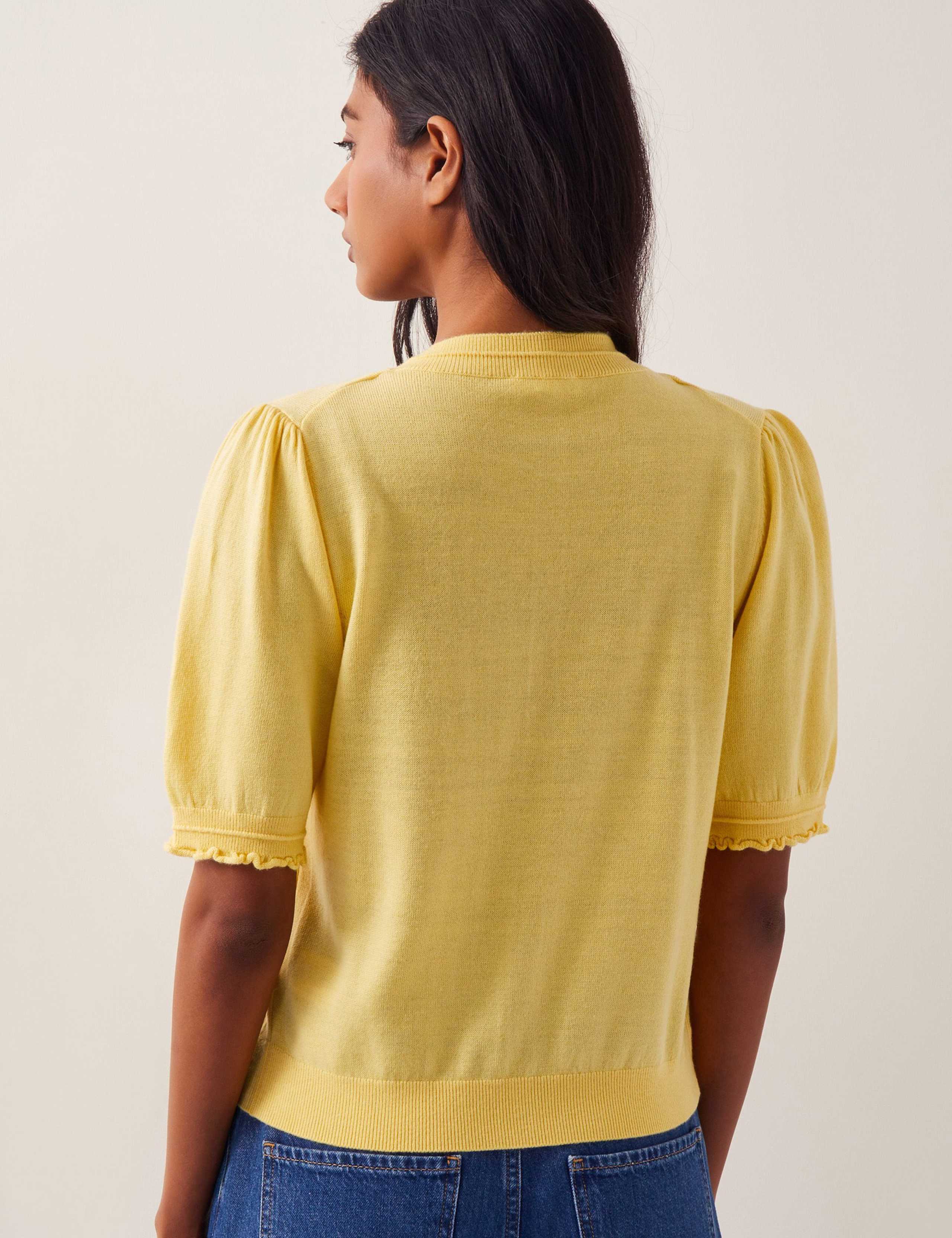 Puff Sleeve Button Through Cardigan with Wool 3 of 5