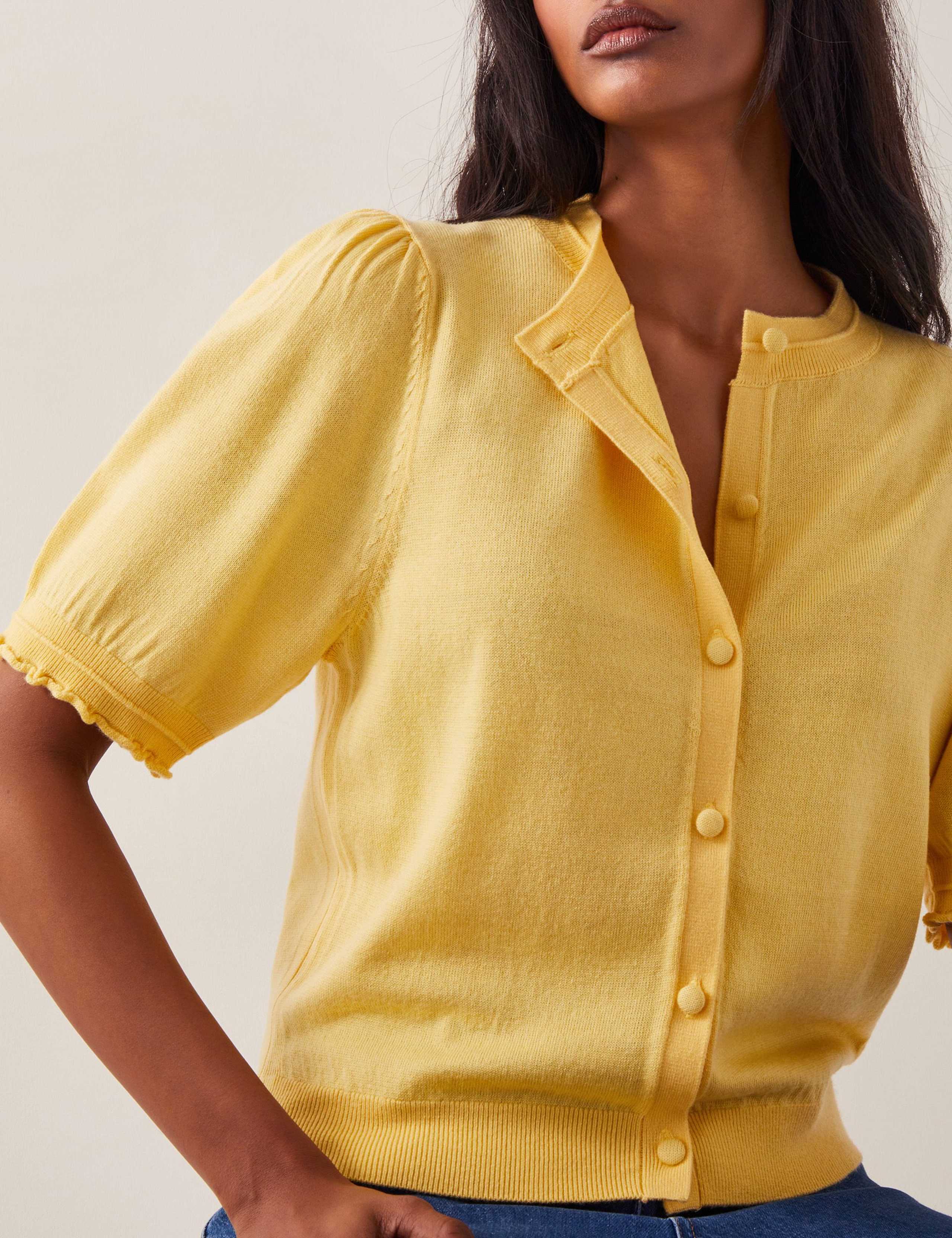 Puff Sleeve Button Through Cardigan with Wool 4 of 5
