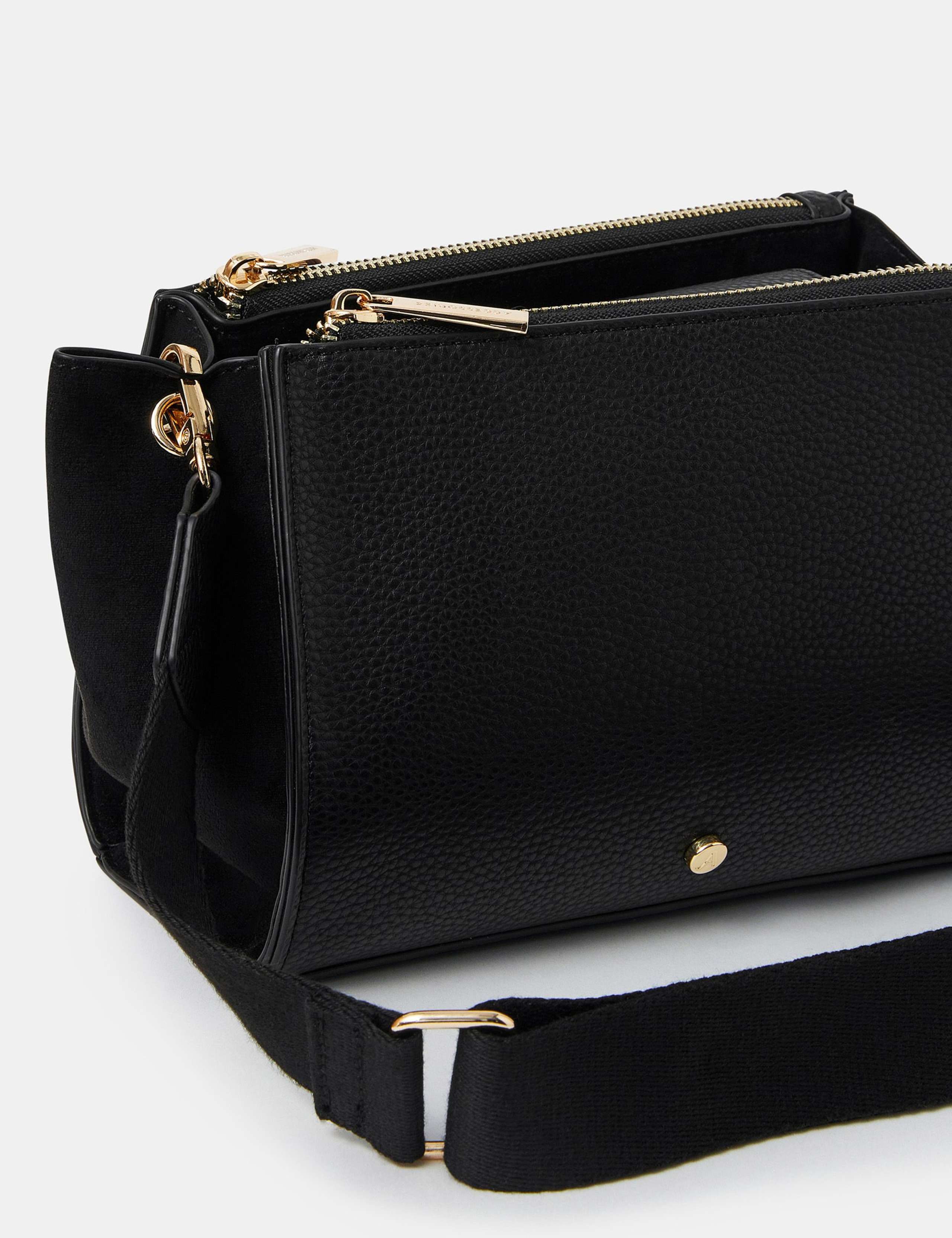 Faux Leather Double Zip Cross Body Bag 5 of 5