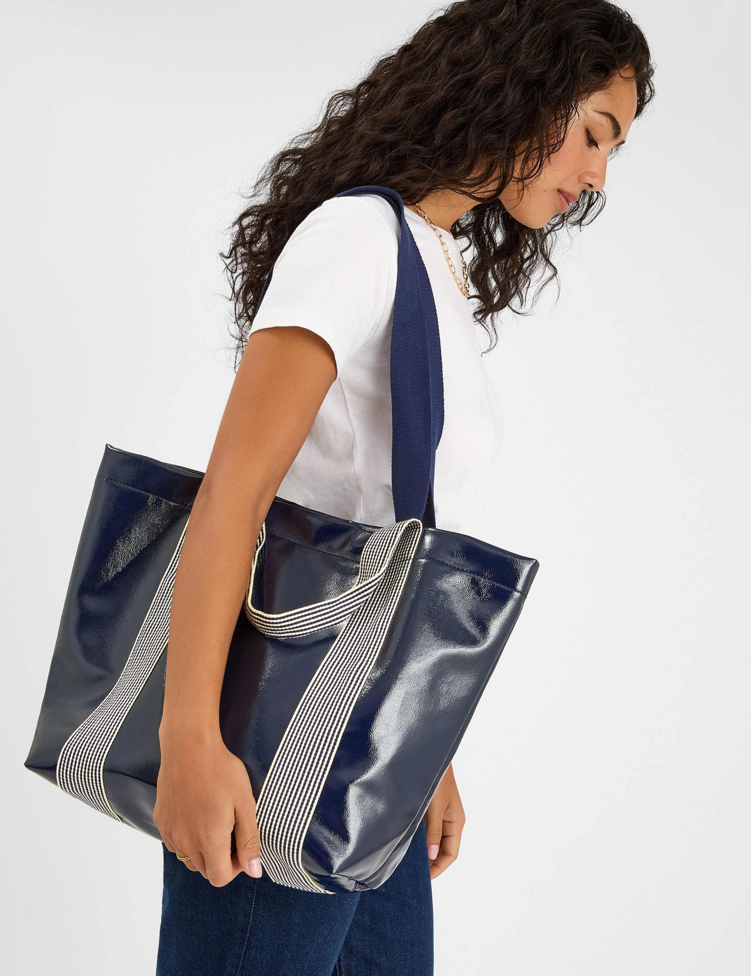 Patent Webbing Strap Shopper Bag 3 of 5