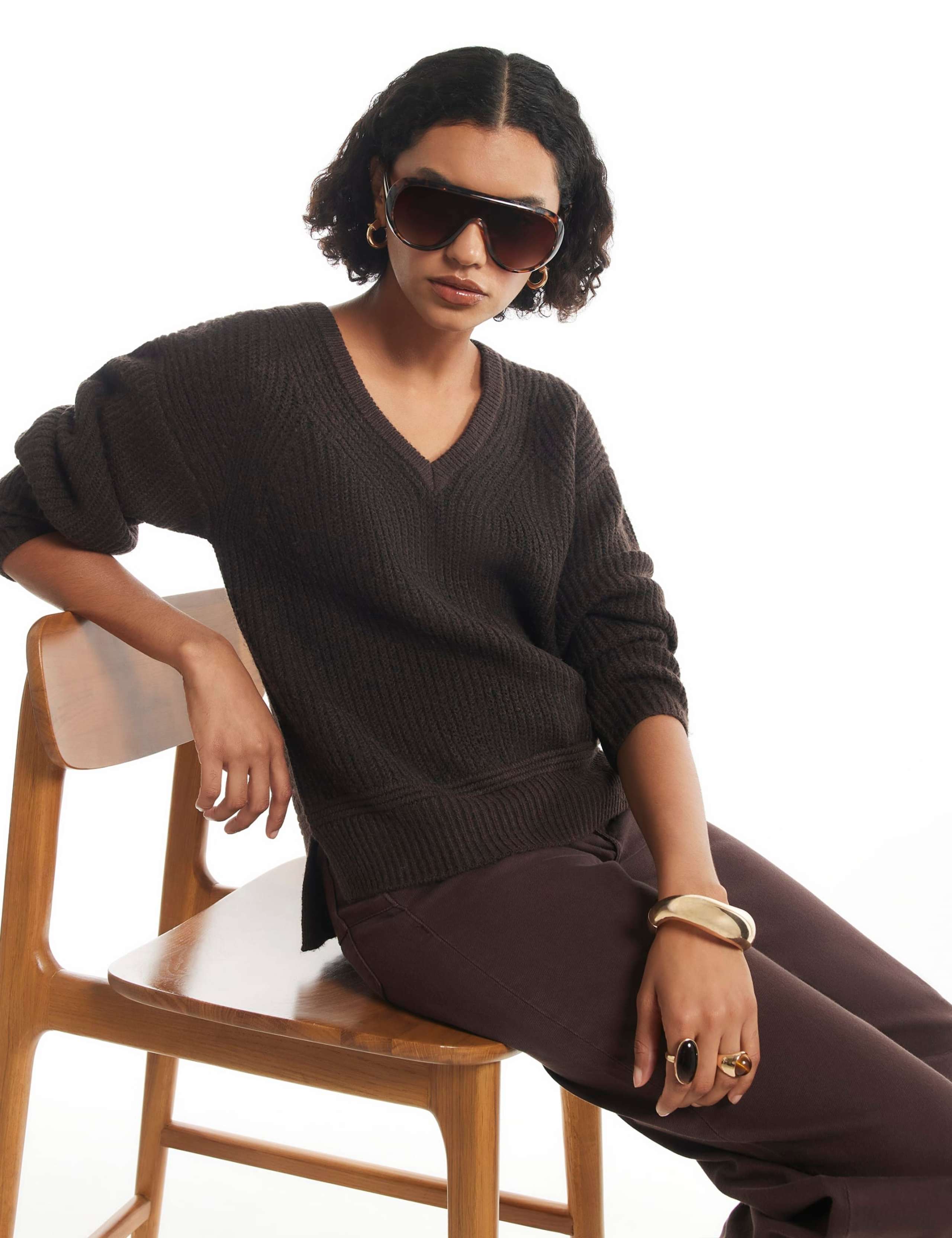 Ribbed V Neck Jumper 2 of 6
