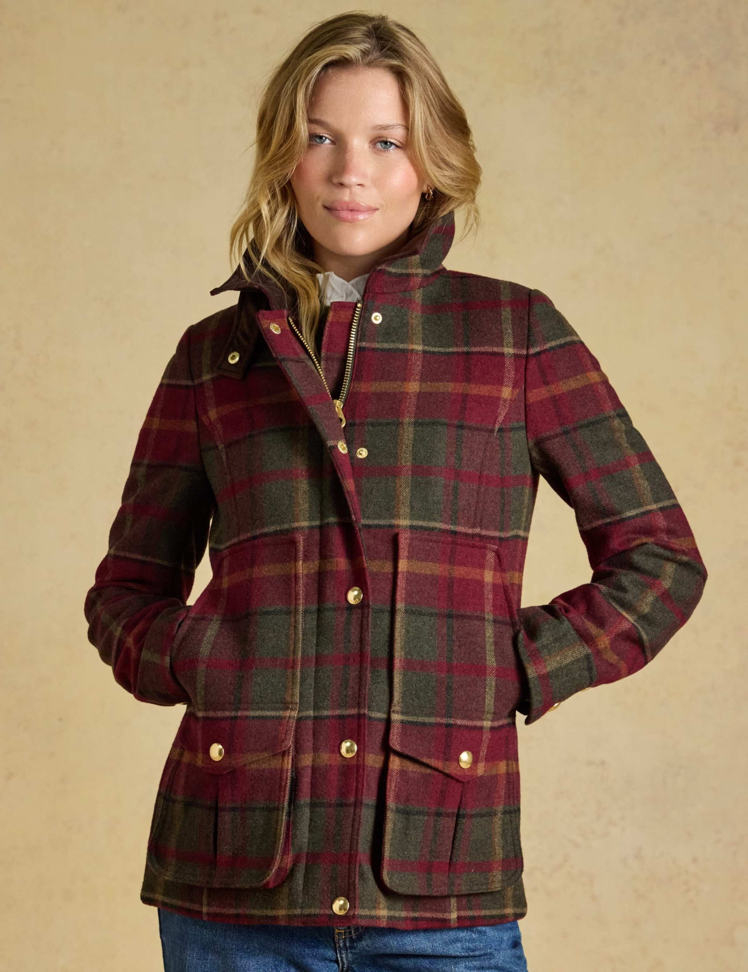 Wool Blend Tweed Checked Field Coat 1 of 10