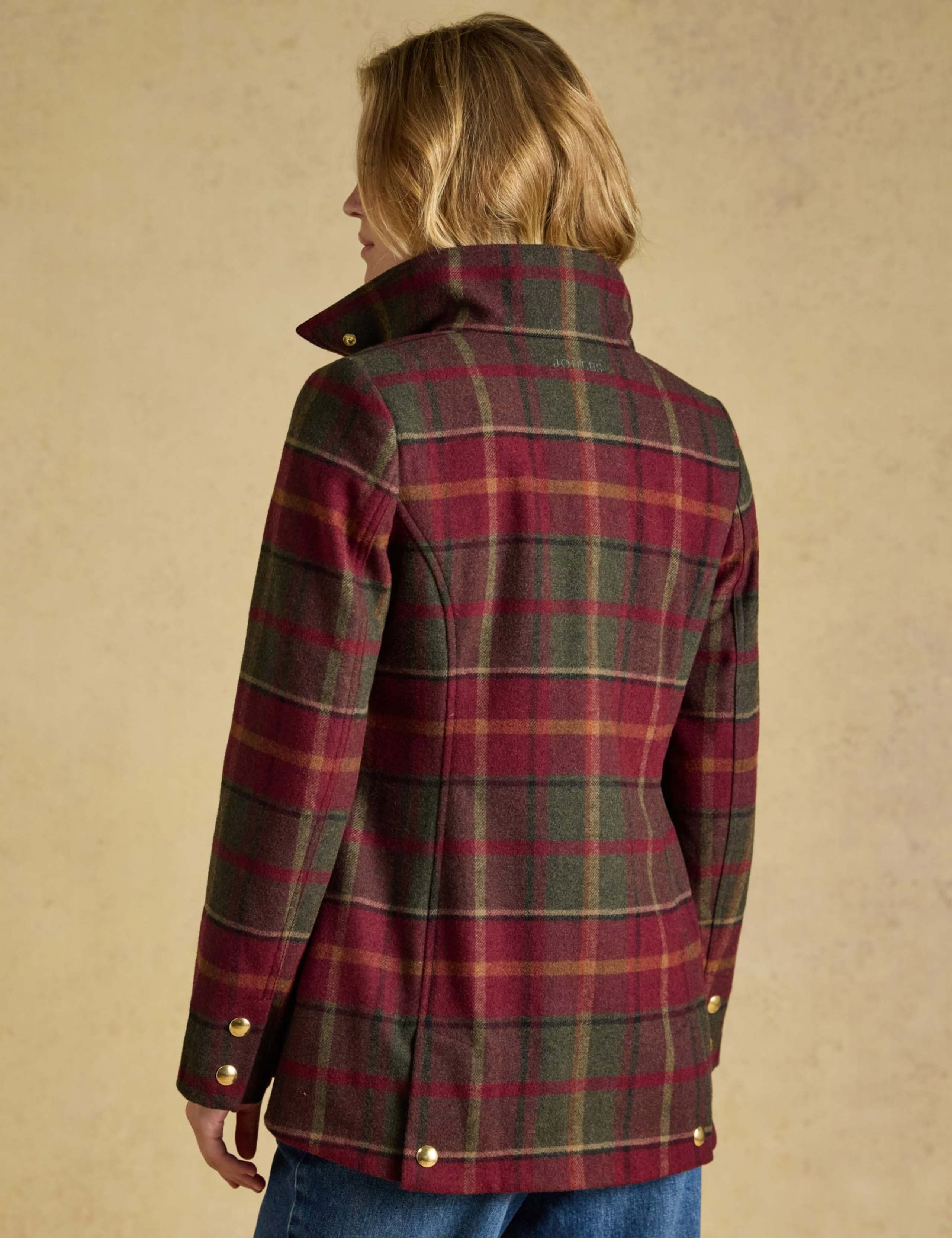 Wool Blend Tweed Checked Field Coat 3 of 10